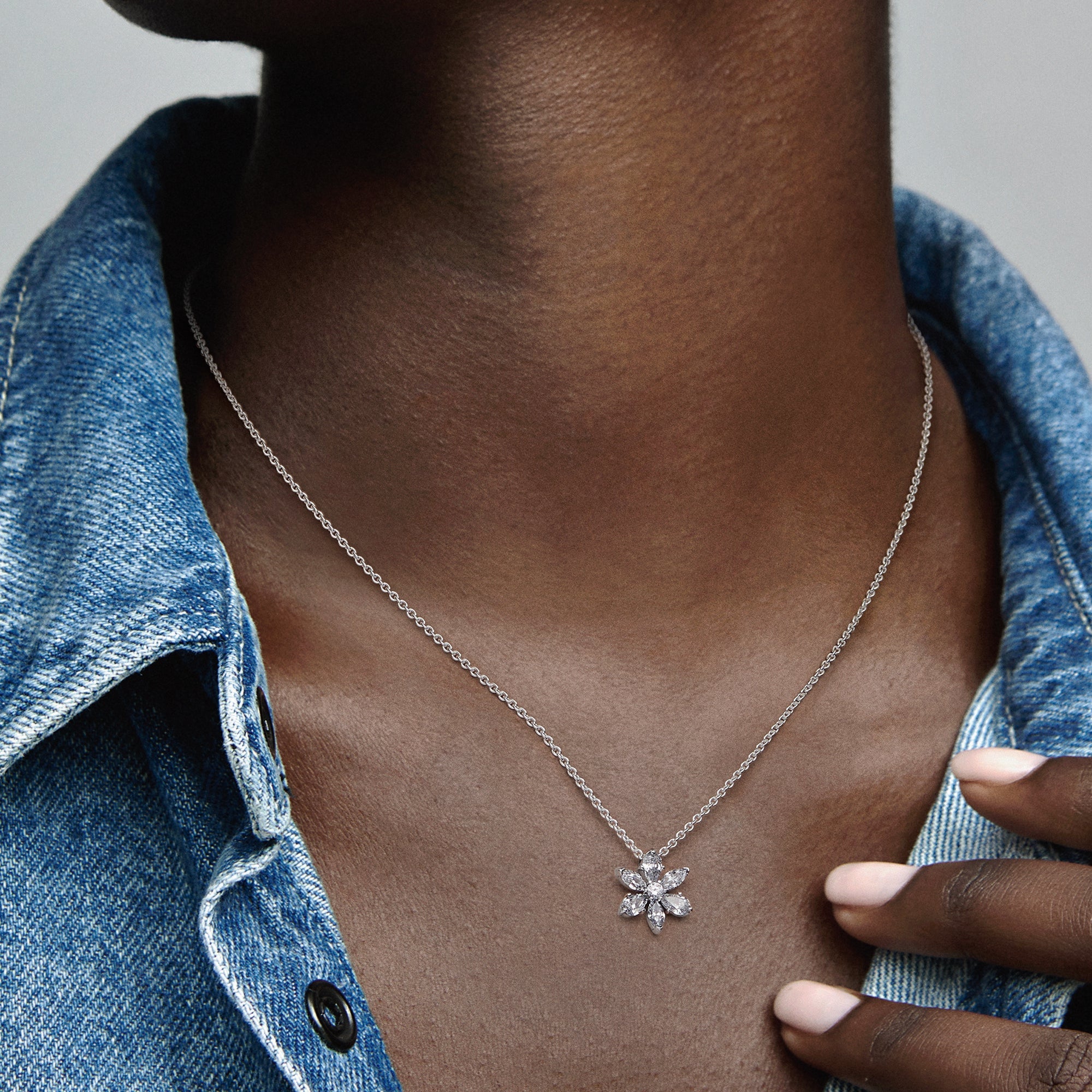 PANDORA Sparkling Herbarium Cluster Pendant Necklace Sterling Silver Necklaces And Pendants Jewelry Gift