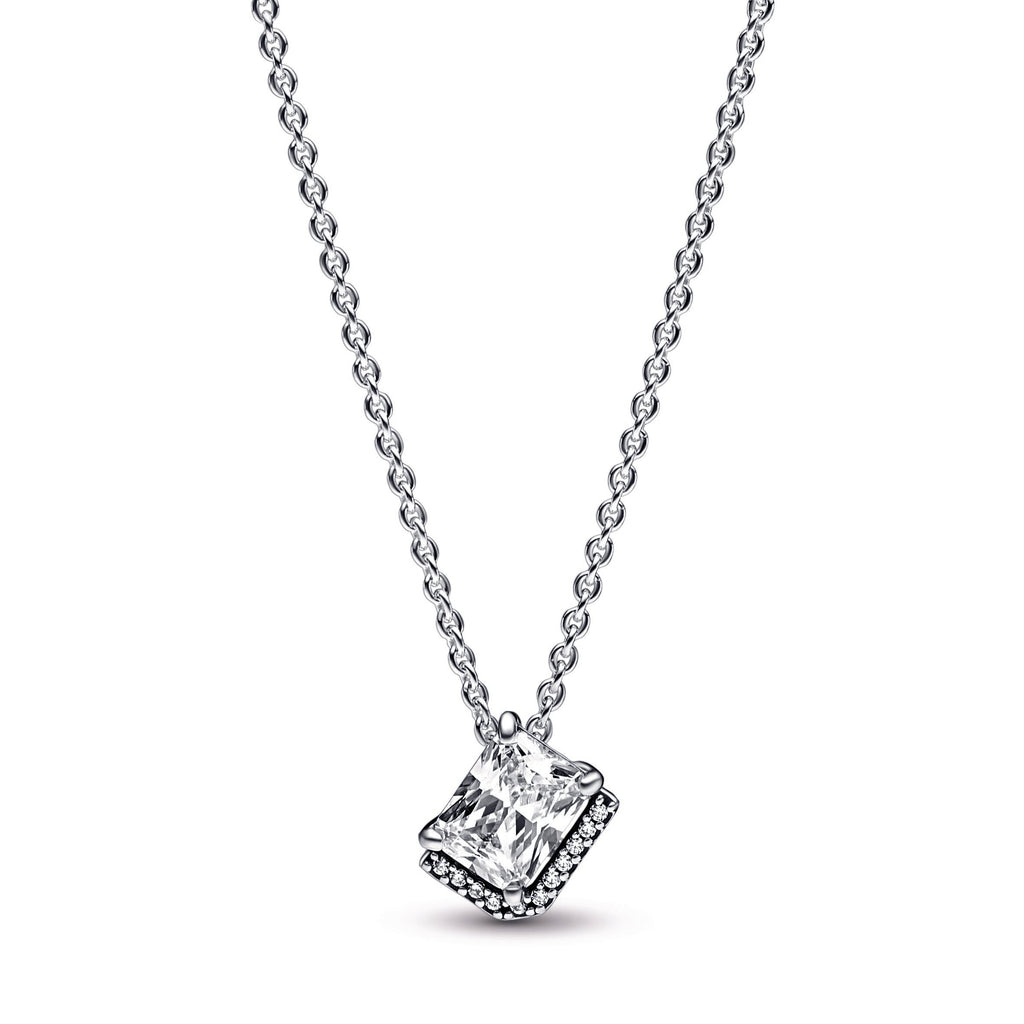 PANDORA Rectangular Sparkling Halo Collier Necklace Sterling Silver Necklaces And Pendants Pendant Necklace Jewelry Gift