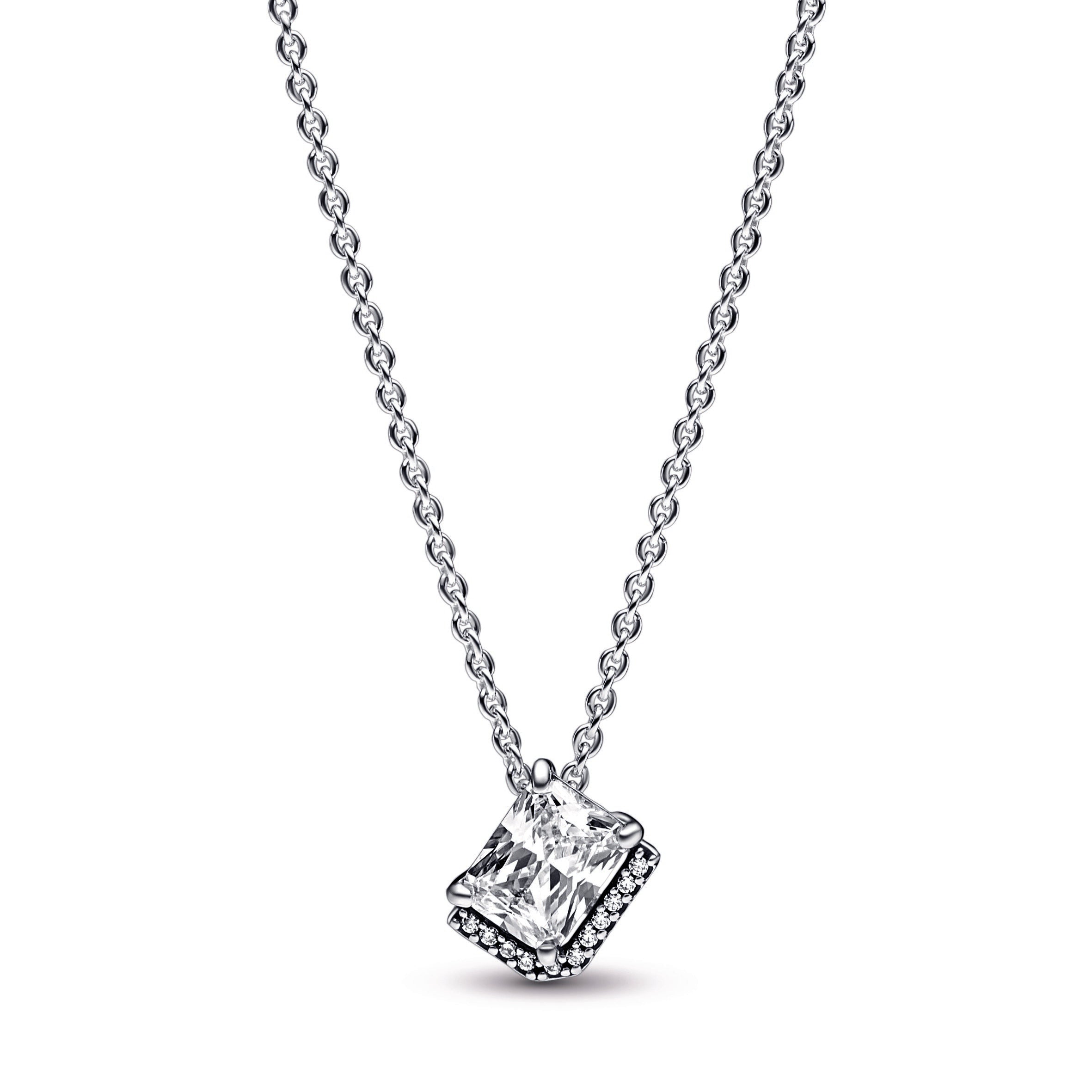PANDORA Rectangular Sparkling Halo Collier Necklace Sterling Silver Necklaces And Pendants Pendant Necklace Jewelry Gift