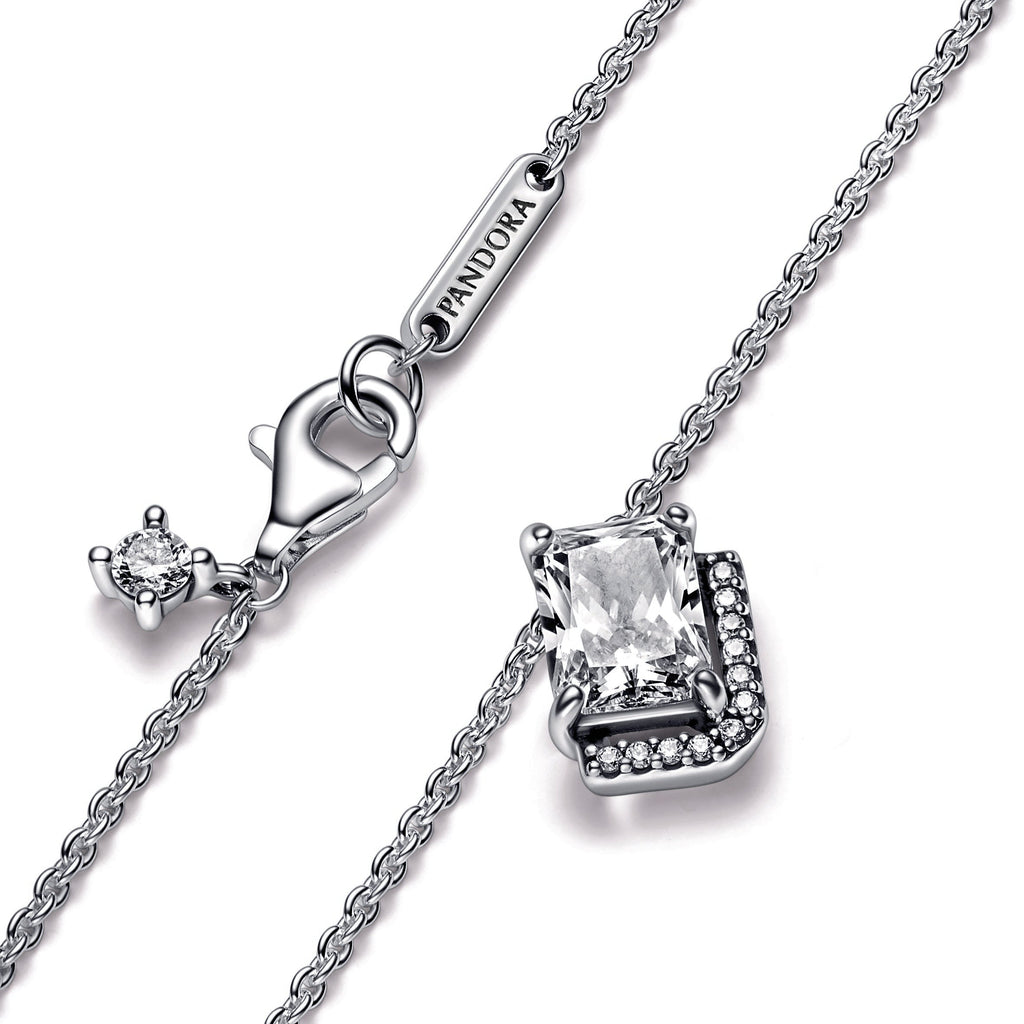 PANDORA Rectangular Sparkling Halo Collier Necklace Sterling Silver Necklaces And Pendants Pendant Necklace Jewelry Gift