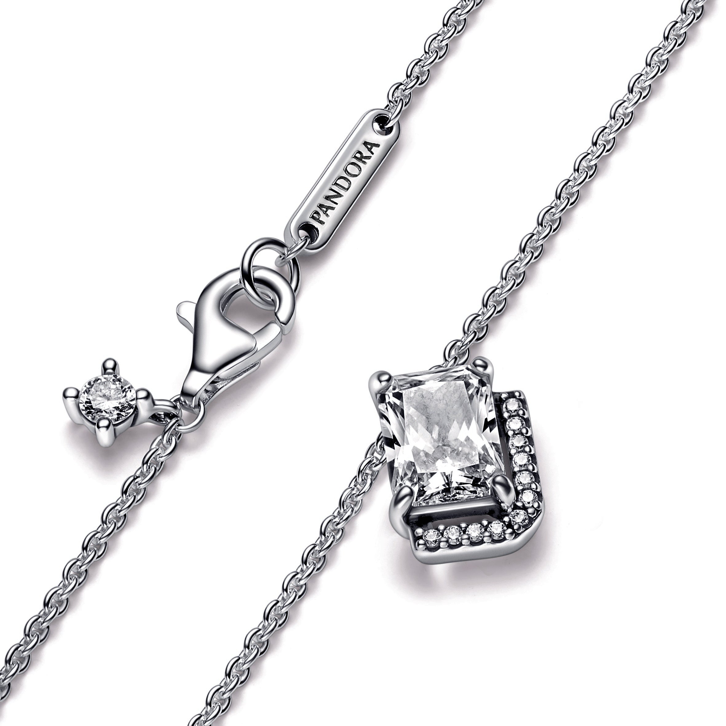 PANDORA Rectangular Sparkling Halo Collier Necklace Sterling Silver Necklaces And Pendants Pendant Necklace Jewelry Gift