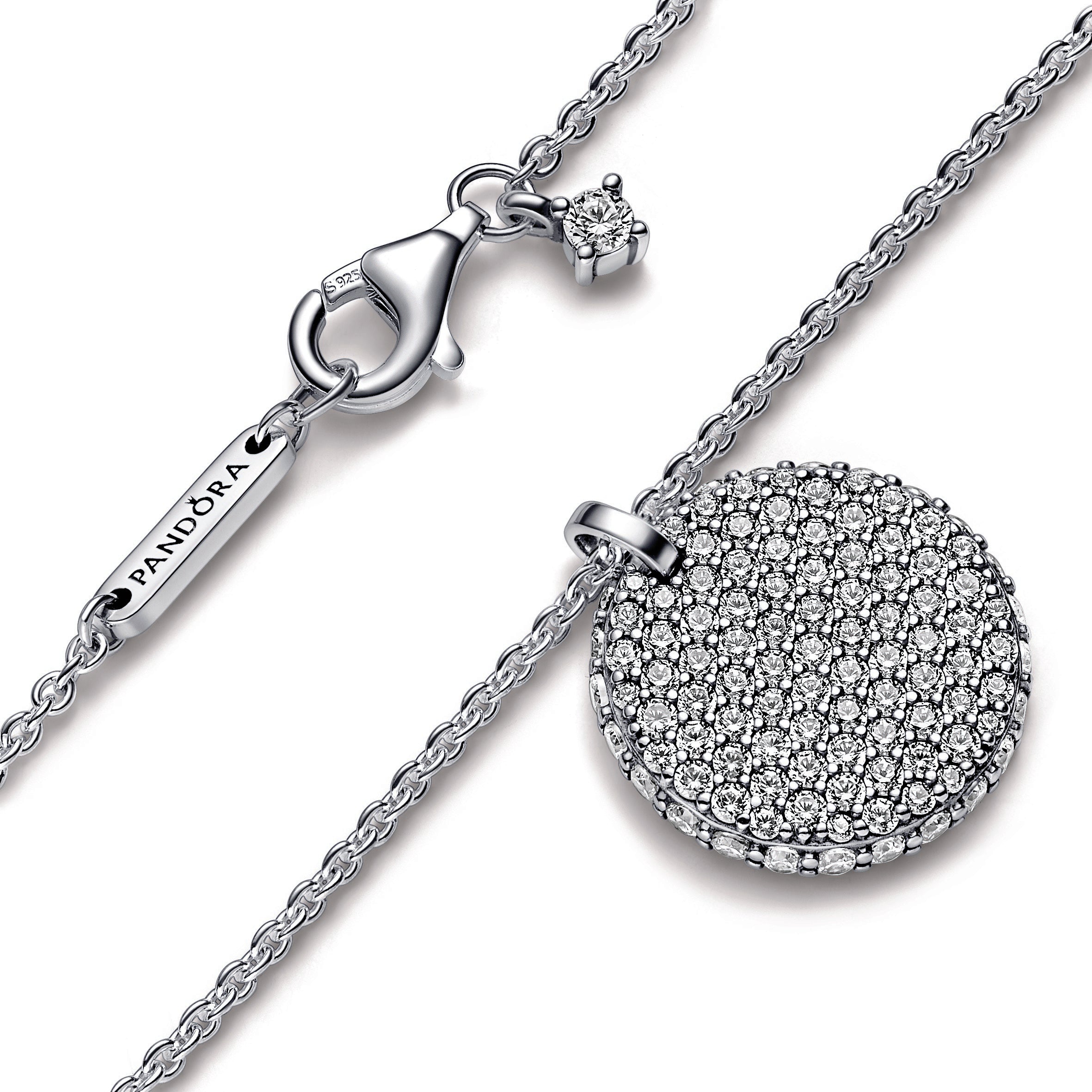 PANDORA Timeless Pavé Round Pendant Necklace Cubic Zirconia Silver Necklaces And Pendants Jewelry Gift