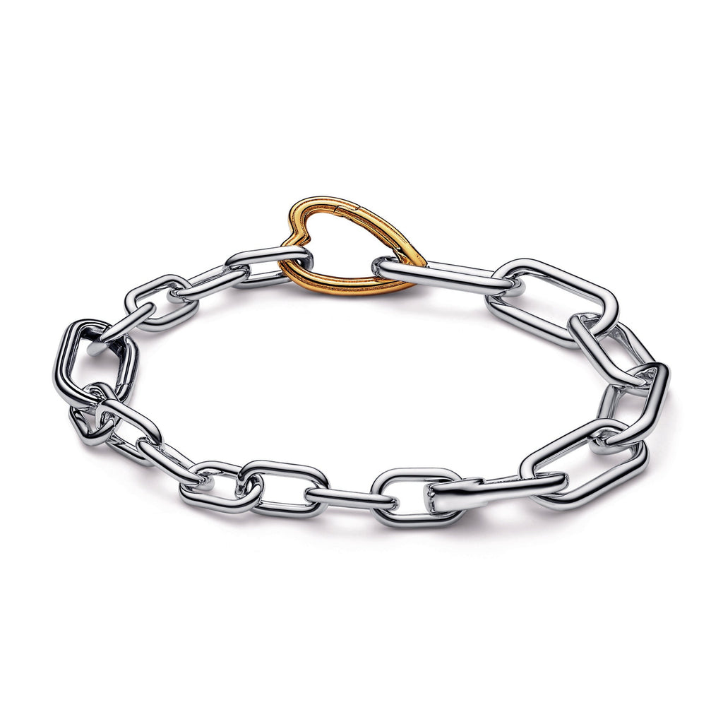 PANDORA ME Two-tone Heart Link Chain Bracelet 14K Gold Plated Unique Metal Blend Bracelets Jewelry Gift
