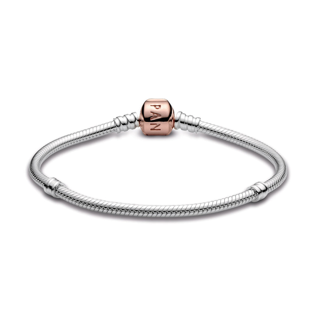 PANDORA Moments Snake Chain Bracelet 14K Rose Gold Plated Unique Metal Blend Bracelets Jewelry Gift