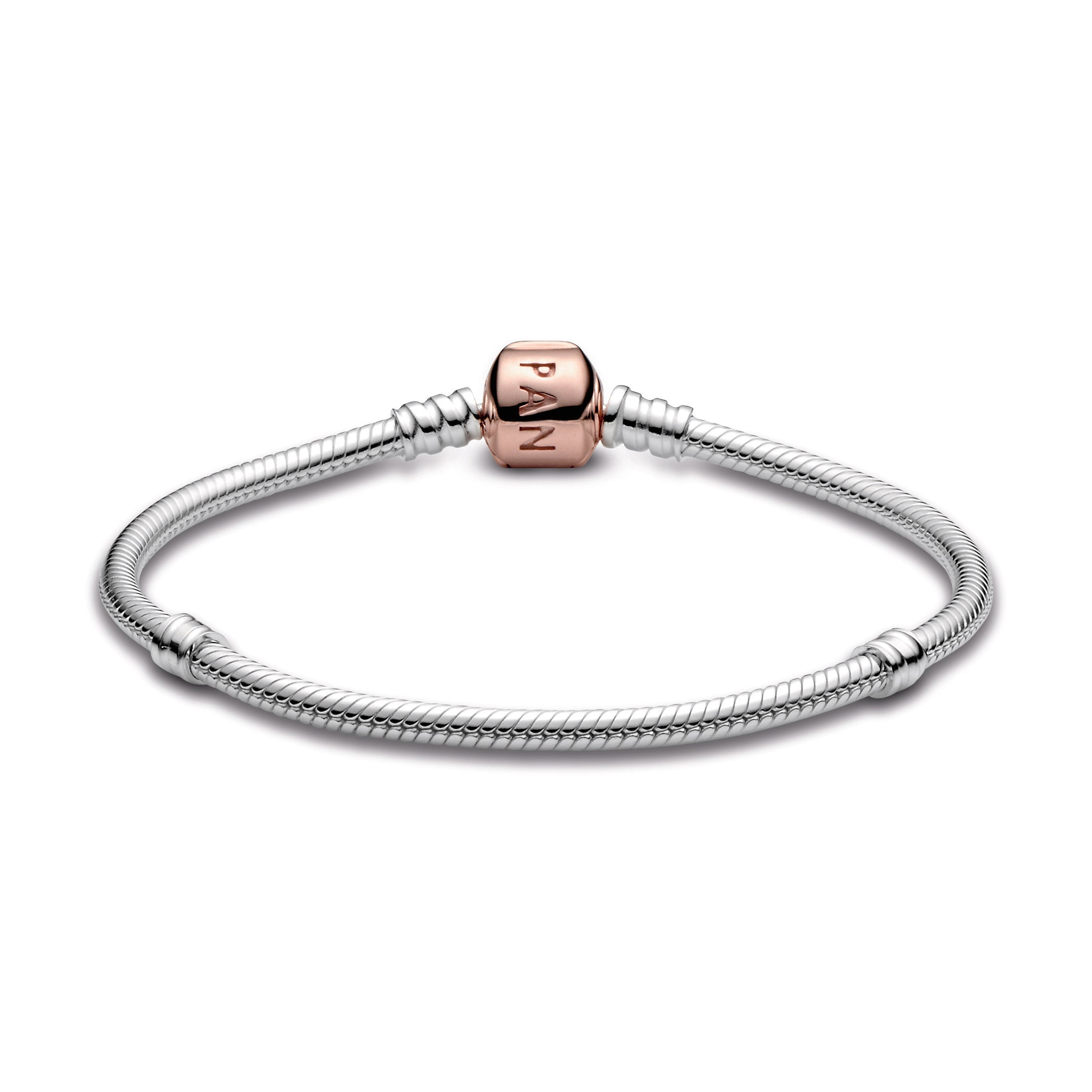PANDORA Moments Snake Chain Bracelet 14K Rose Gold Plated Unique Metal Blend Bracelets Jewelry Gift