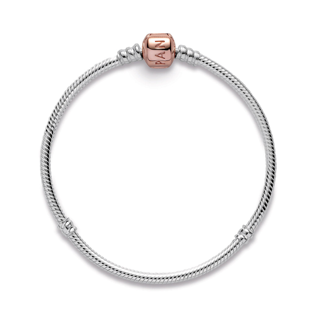 PANDORA Moments Snake Chain Bracelet 14K Rose Gold Plated Unique Metal Blend Bracelets Jewelry Gift