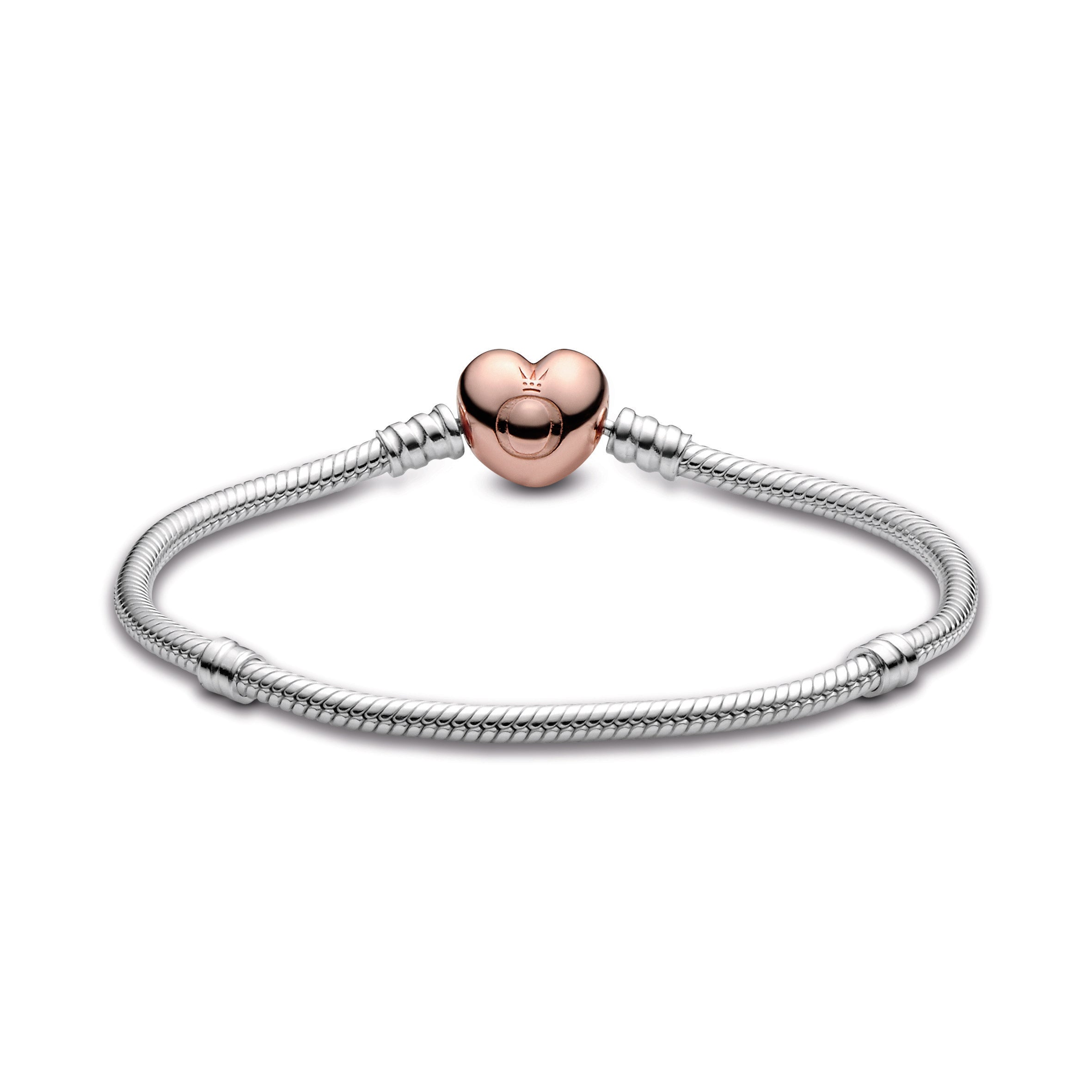 PANDORA Moments Heart And Snake Chain Bracelet 14K Rose Gold Plated Unique Metal Blend Bracelets Jewelry Gift