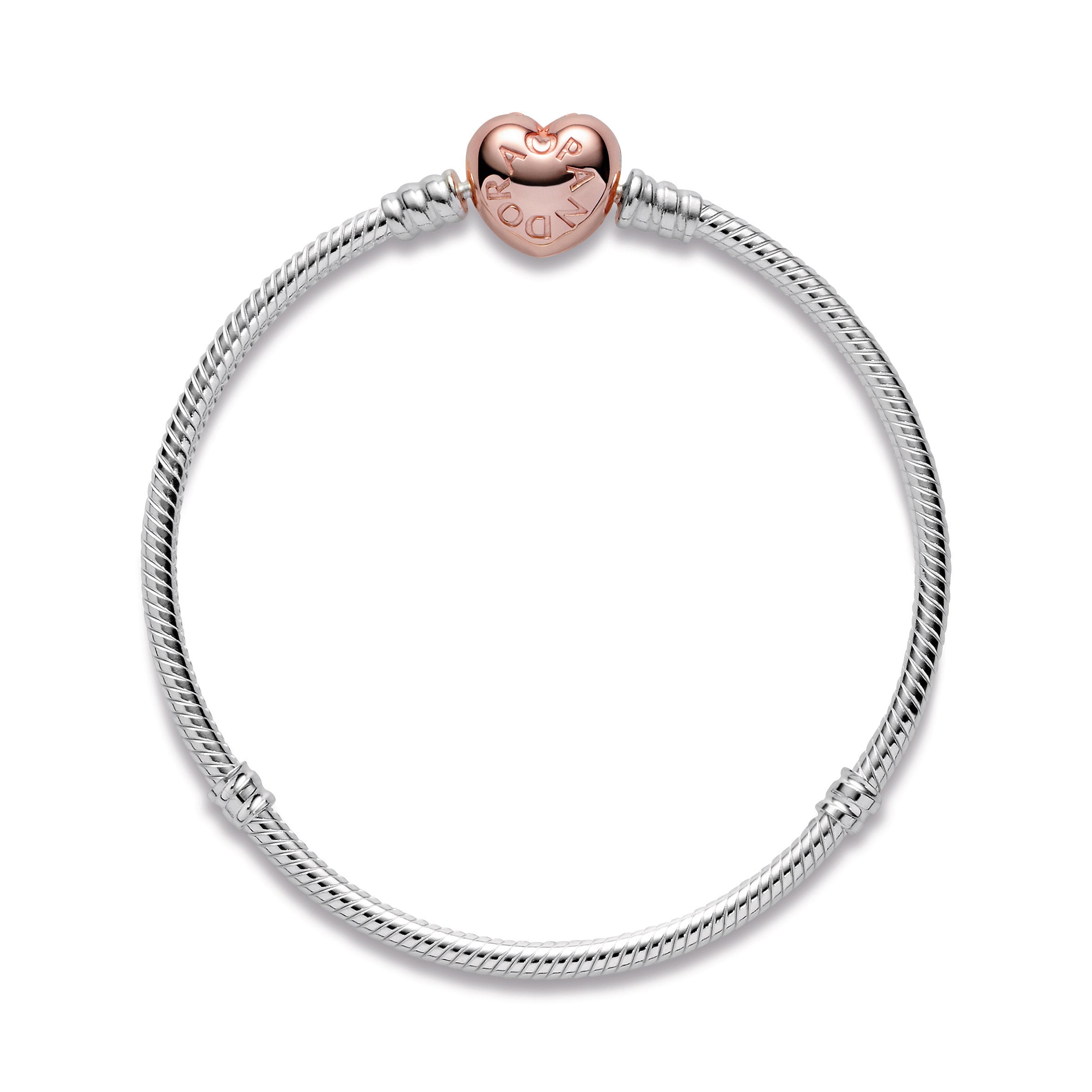 PANDORA Moments Heart And Snake Chain Bracelet 14K Rose Gold Plated Unique Metal Blend Bracelets Jewelry Gift