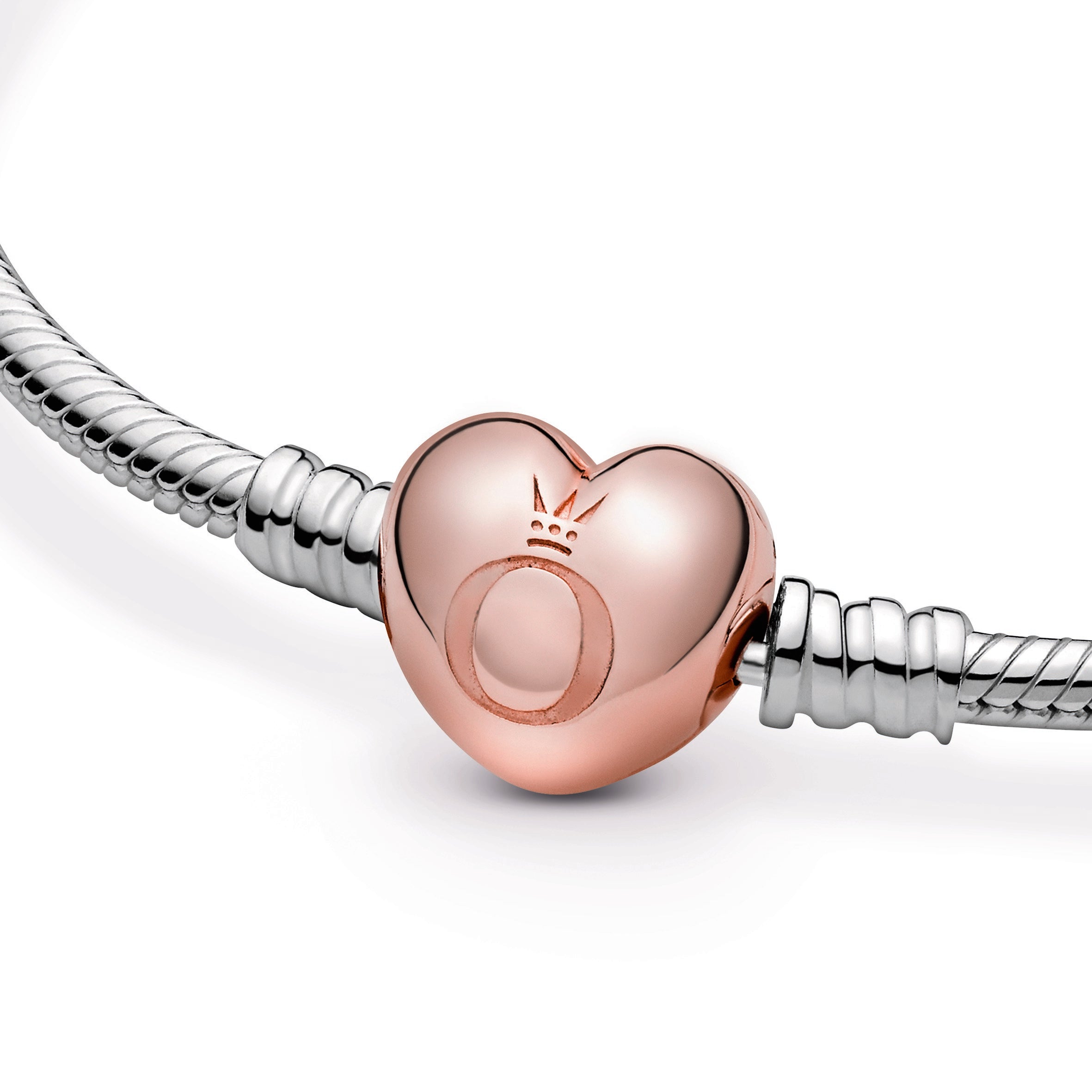 PANDORA Moments Heart And Snake Chain Bracelet 14K Rose Gold Plated Unique Metal Blend Bracelets Jewelry Gift