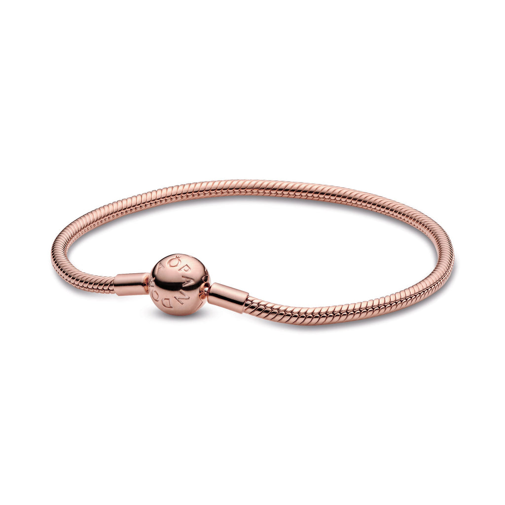 PANDORA Moments Snake Chain Bracelet 14K Rose Gold Plated Unique Metal Blend Bracelets Jewelry Gift