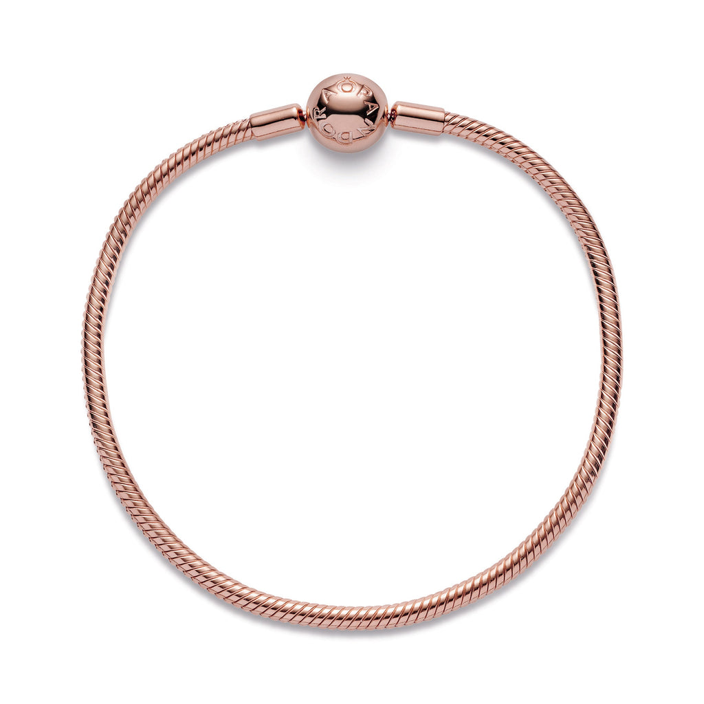 PANDORA Moments Snake Chain Bracelet 14K Rose Gold Plated Unique Metal Blend Bracelets Jewelry Gift