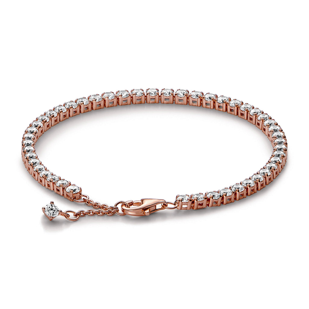 PANDORA Sparkling Tennis Bracelet 14K Rose Gold Plated Unique Metal Blend Weddings Bracelets Chain Bracelet Jewelry Gift