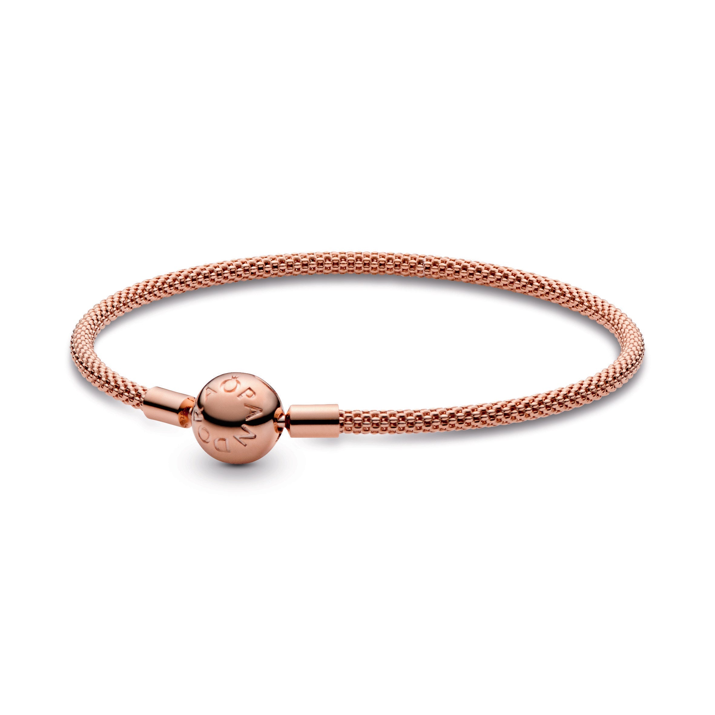 PANDORA Moments Mesh Bracelet 14K Rose Gold Plated Unique Metal Blend Bracelets Chain Bracelet Jewelry Gift