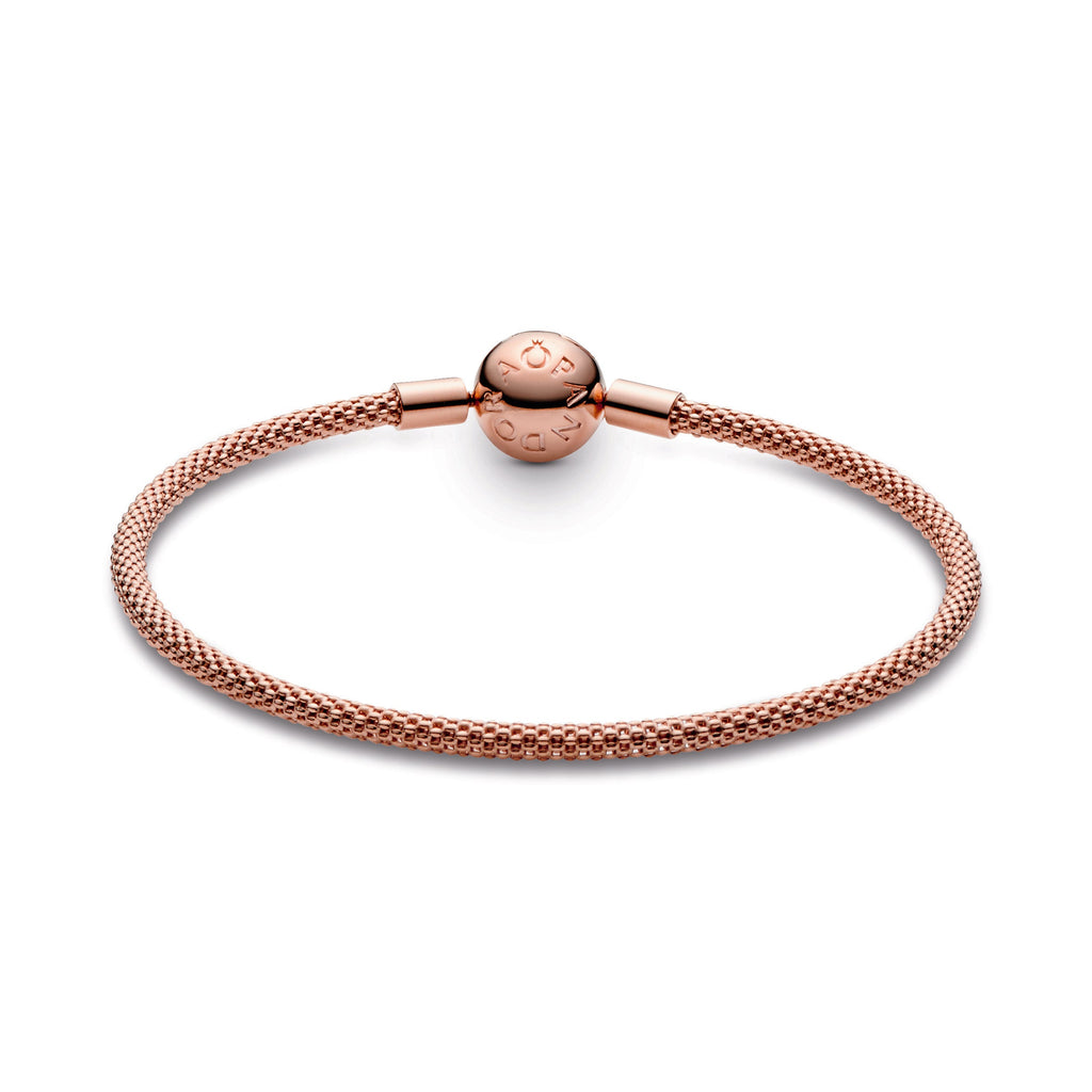 PANDORA Moments Mesh Bracelet 14K Rose Gold Plated Unique Metal Blend Bracelets Chain Bracelet Jewelry Gift