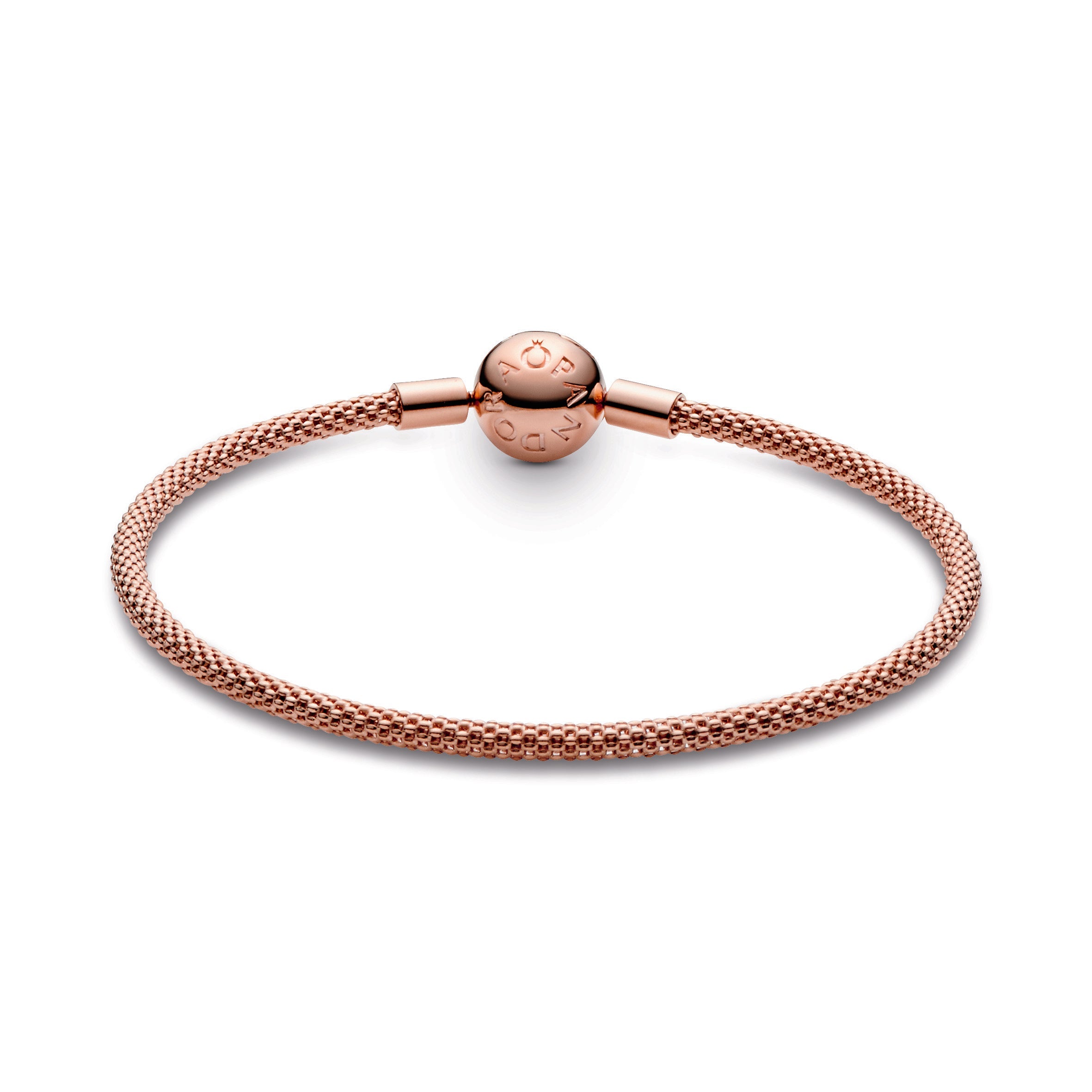 PANDORA Moments Mesh Bracelet 14K Rose Gold Plated Unique Metal Blend Bracelets Chain Bracelet Jewelry Gift
