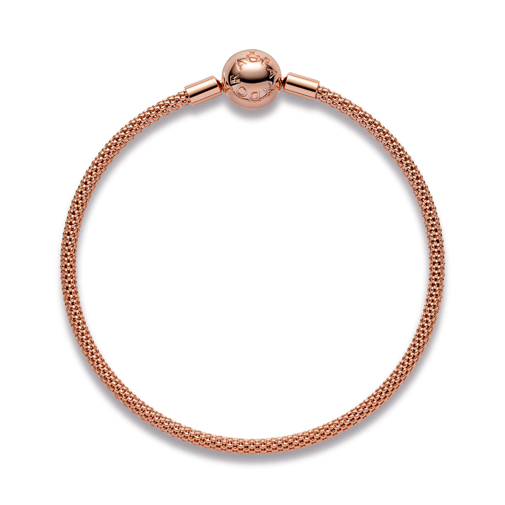 PANDORA Moments Mesh Bracelet 14K Rose Gold Plated Unique Metal Blend Bracelets Chain Bracelet Jewelry Gift