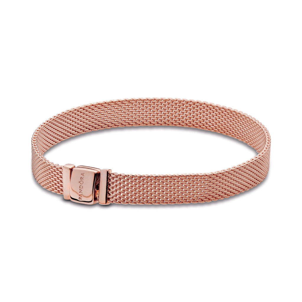 PANDORA Reflexions Mesh Bracelet 14K Rose Gold Plated Unique Metal Blend Bracelets Chain Bracelet Jewelry Gift