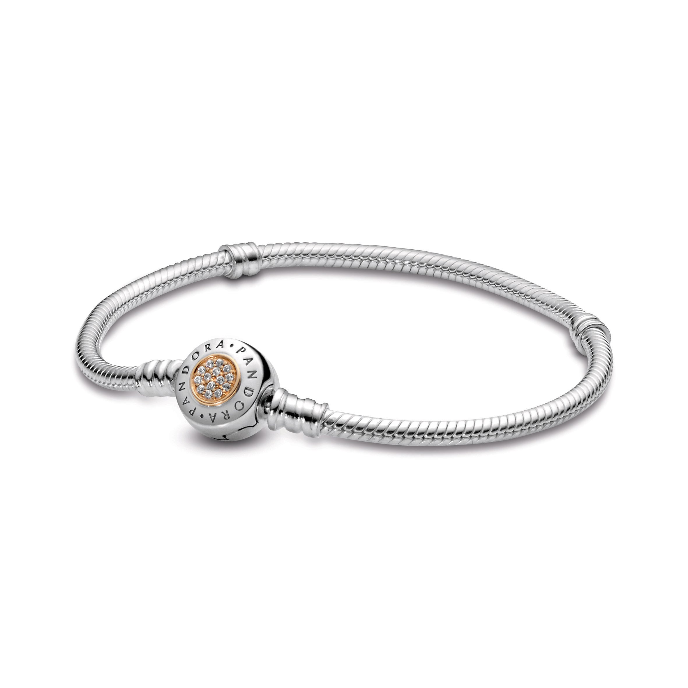 PANDORA Moments Logo Clasp Snake Chain Bracelet 14K Gold Silver Bracelets Jewelry Gift