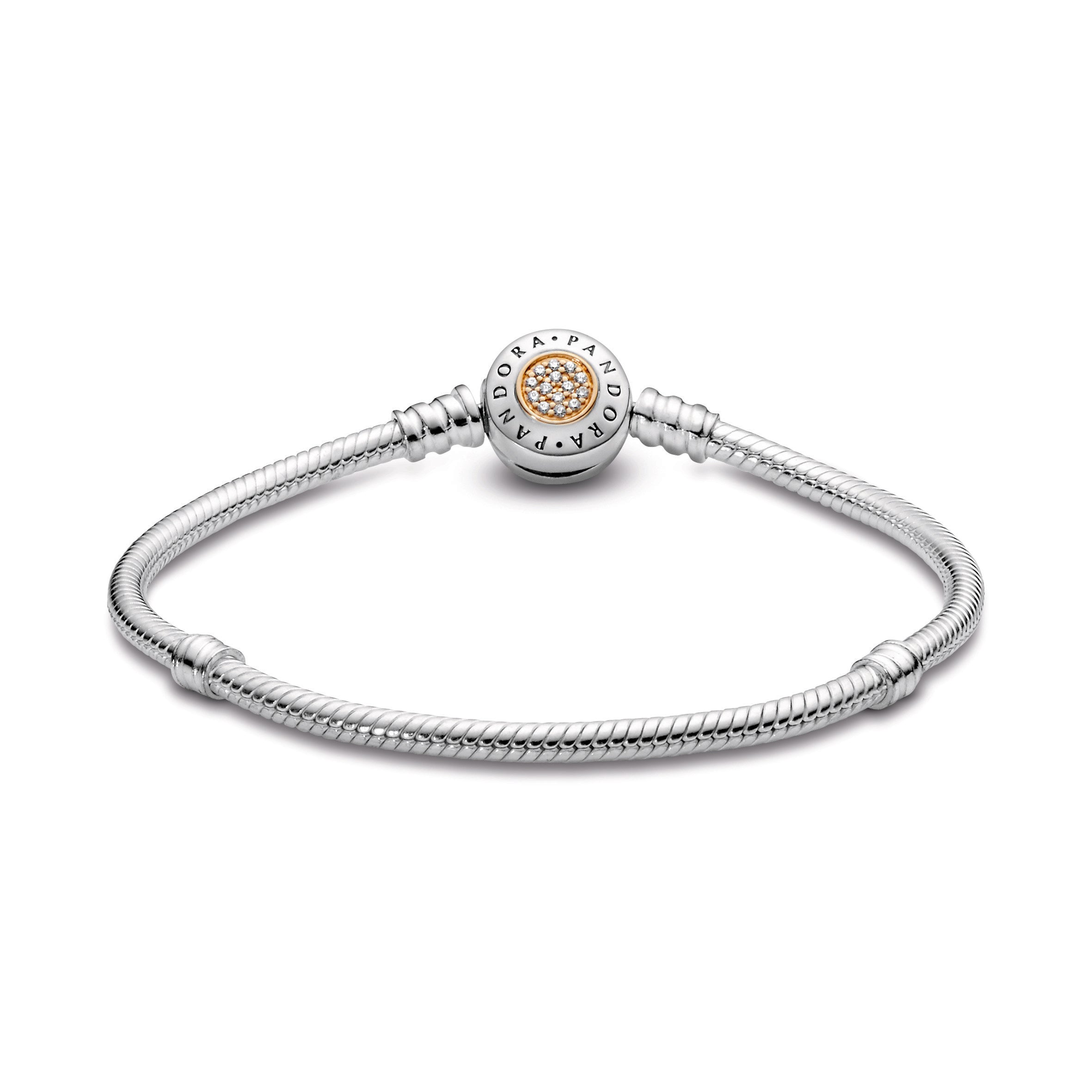 PANDORA Moments Logo Clasp Snake Chain Bracelet 14K Gold Silver Bracelets Jewelry Gift
