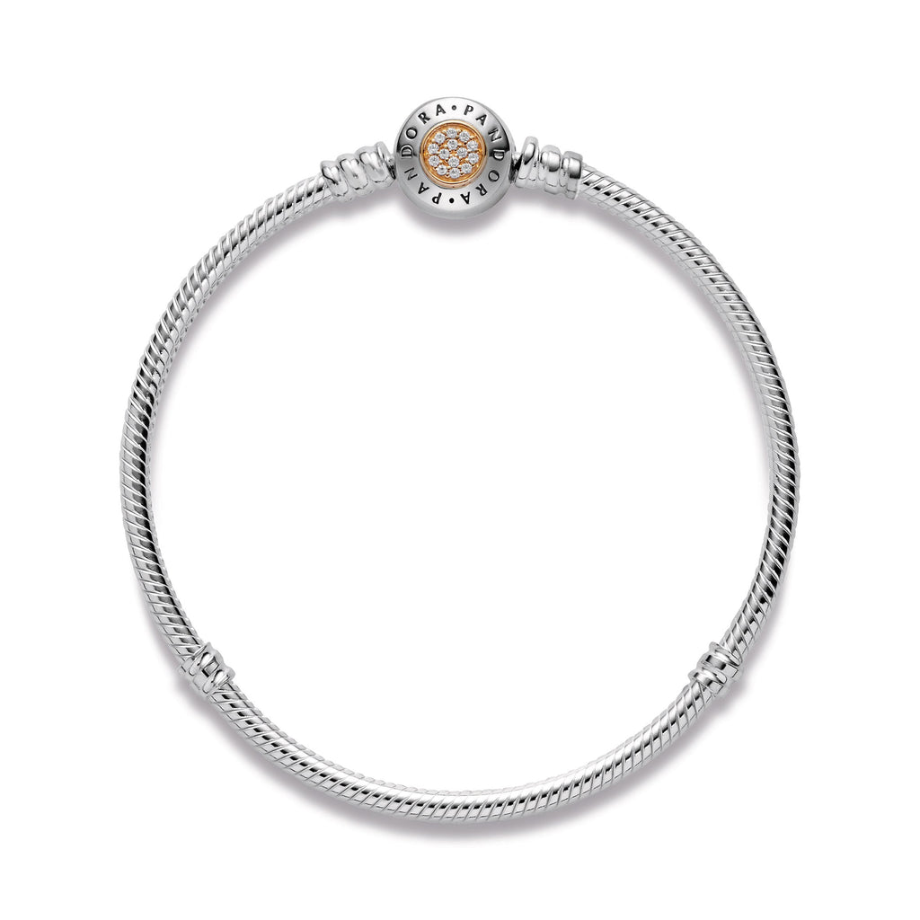 PANDORA Moments Logo Clasp Snake Chain Bracelet 14K Gold Silver Bracelets Jewelry Gift