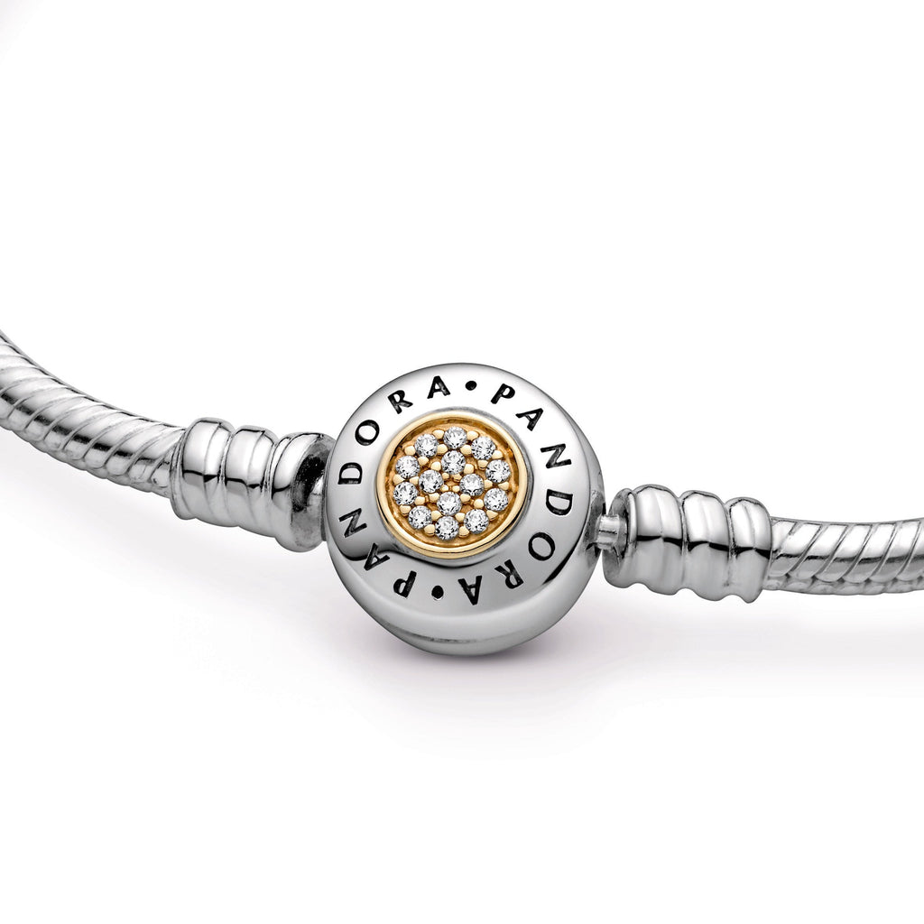 PANDORA Moments Logo Clasp Snake Chain Bracelet 14K Gold Silver Bracelets Jewelry Gift