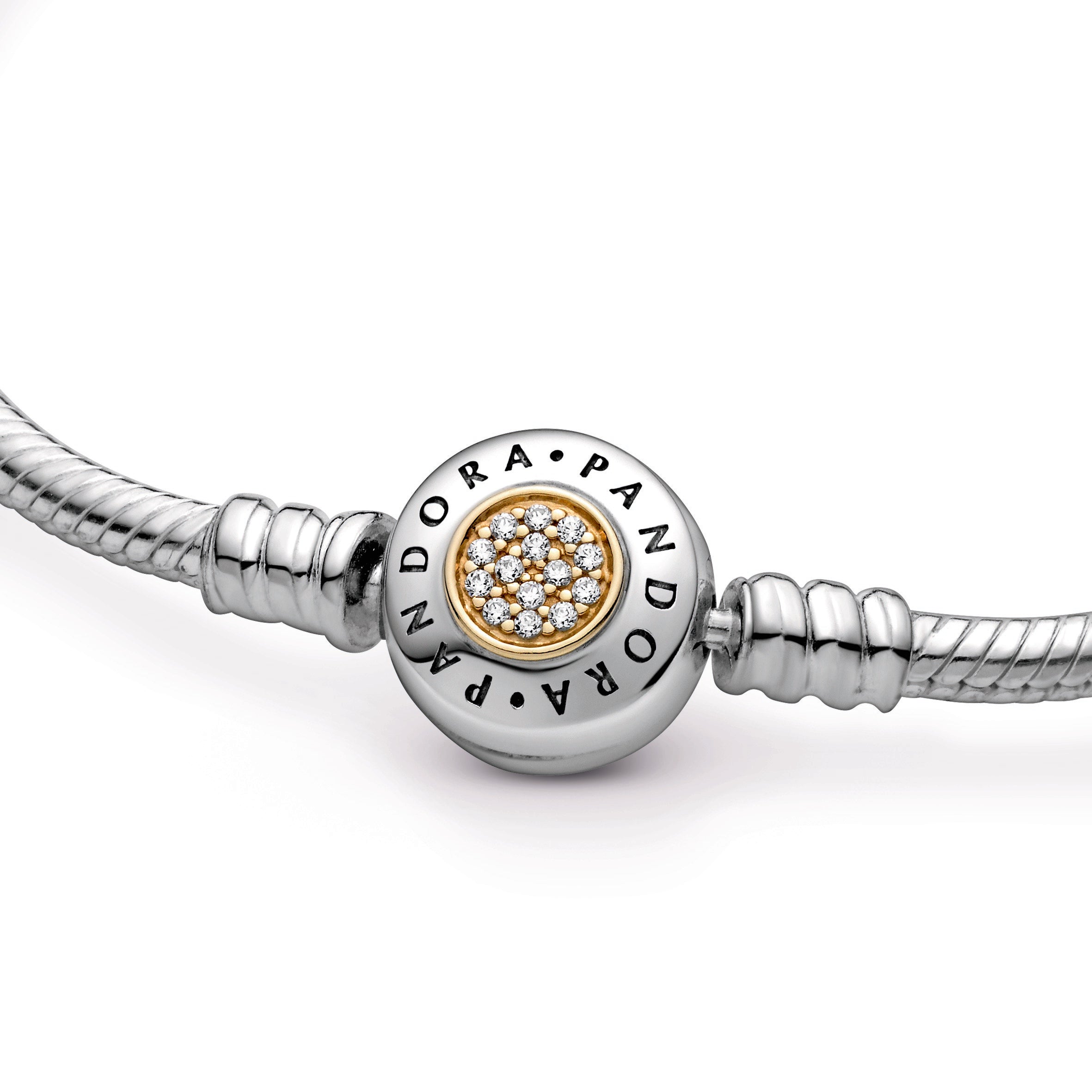 PANDORA Moments Logo Clasp Snake Chain Bracelet 14K Gold Silver Bracelets Jewelry Gift