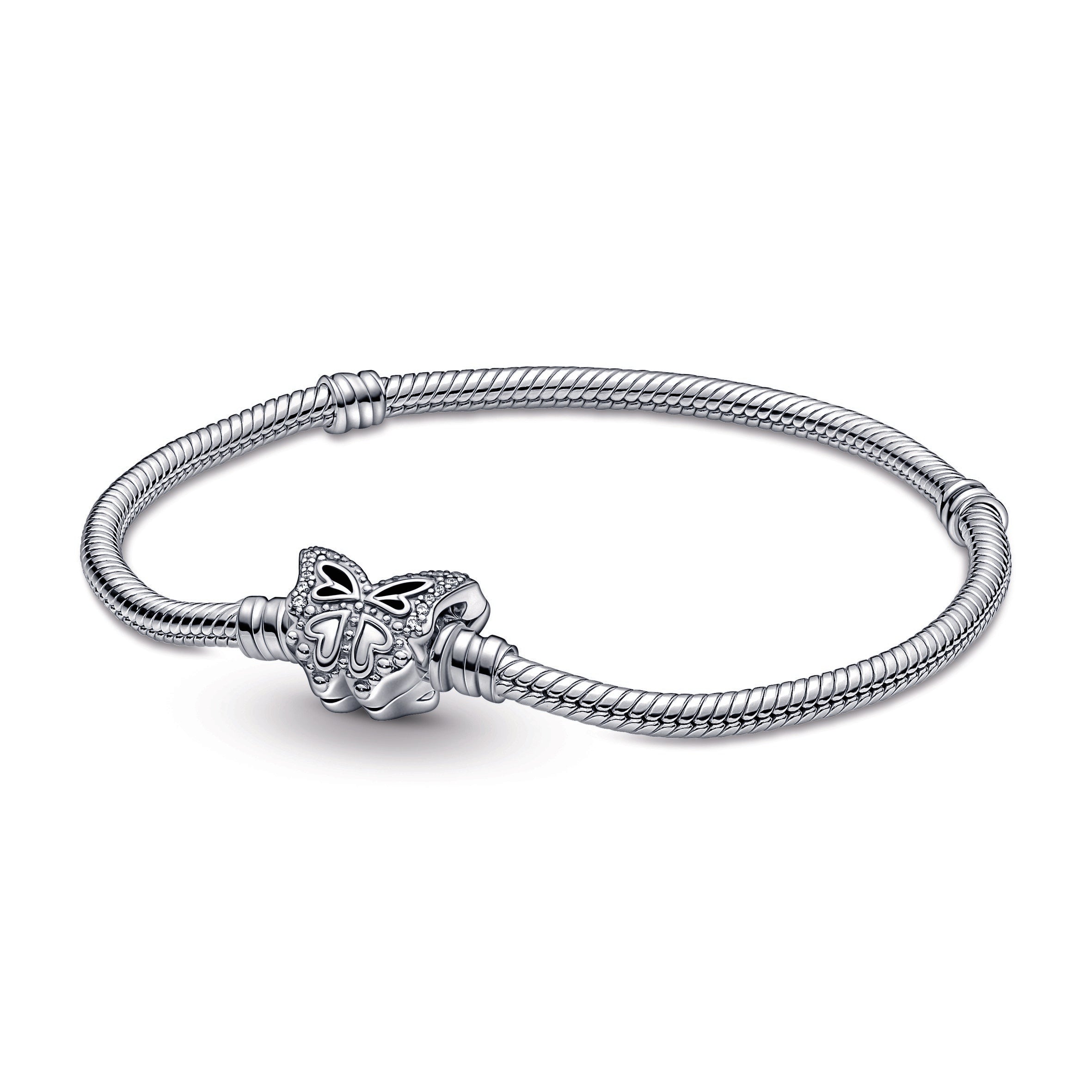 PANDORA Moments Butterfly Clasp Snake Chain Bracelet Cubic Zirconia Bracelets Jewelry Gift