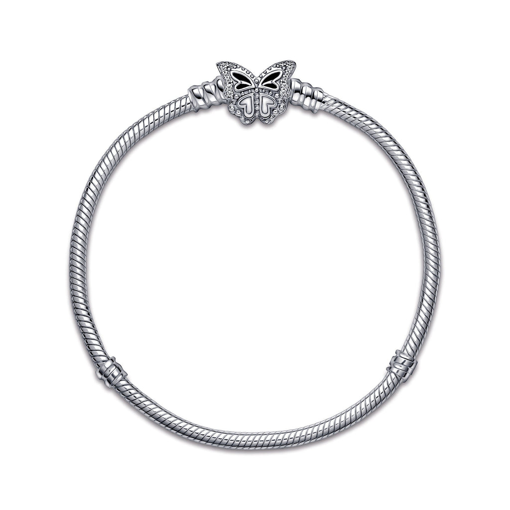 PANDORA Moments Butterfly Clasp Snake Chain Bracelet Cubic Zirconia Bracelets Jewelry Gift