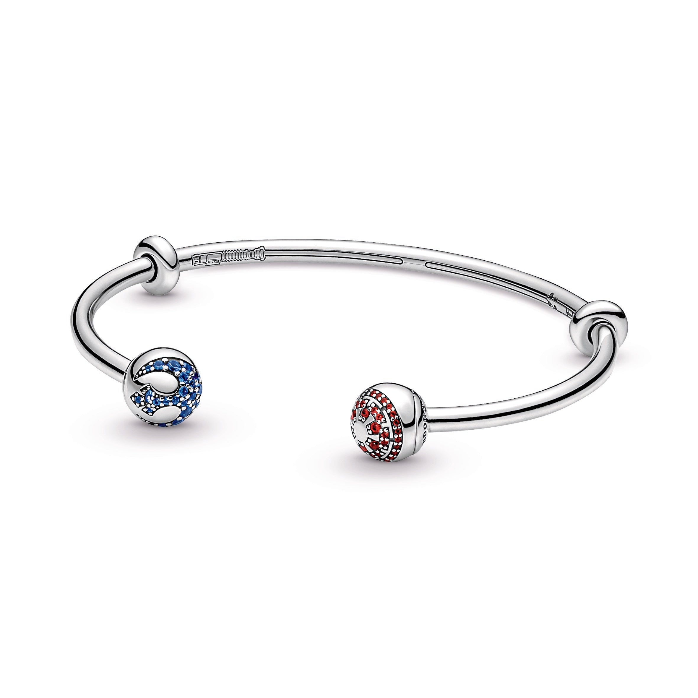 PANDORA Moments Star Wars Light And Dark Side Logo Open Bangle Crystals Bracelets Chain Bracelet Jewelry Gift