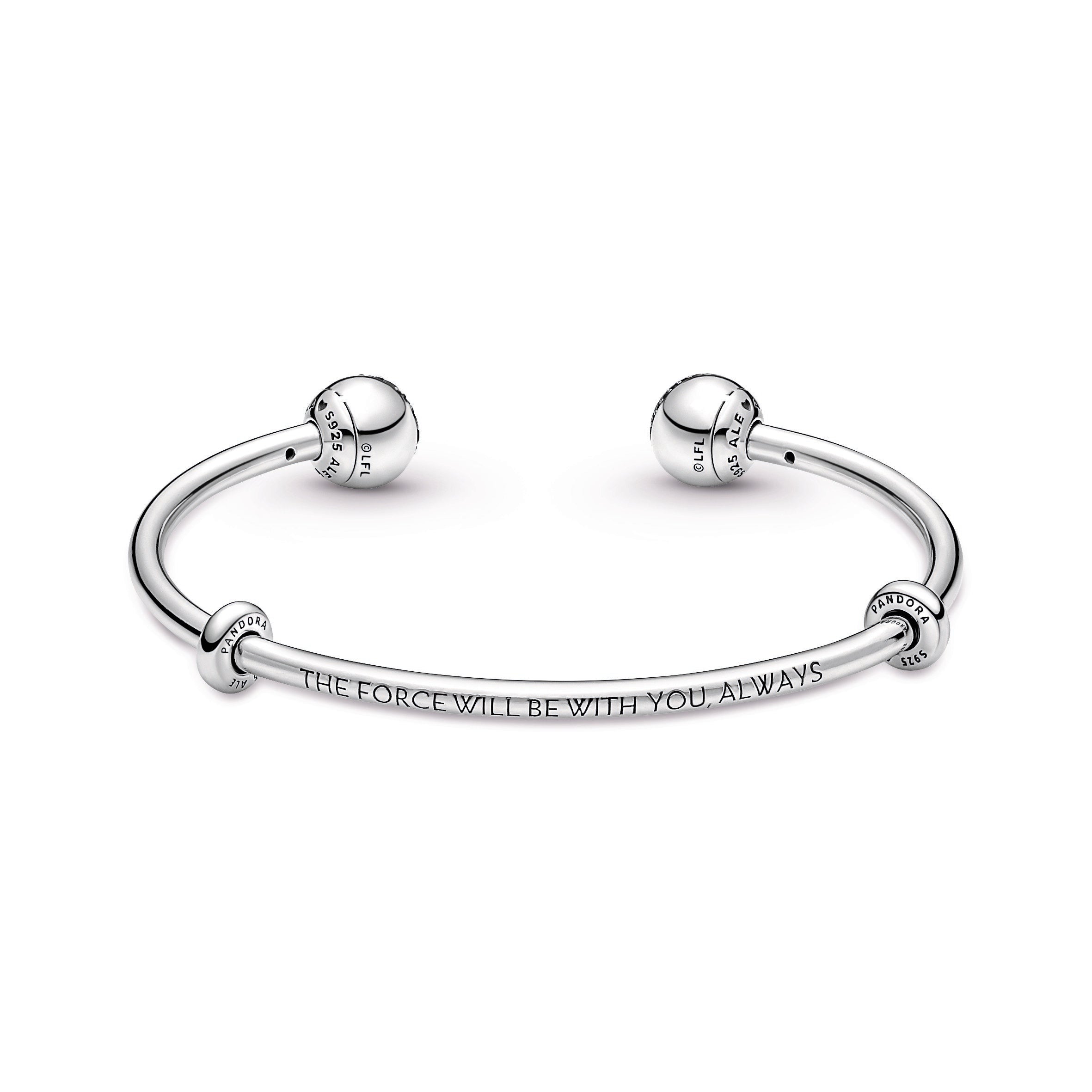 PANDORA Moments Star Wars Light And Dark Side Logo Open Bangle Crystals Bracelets Chain Bracelet Jewelry Gift