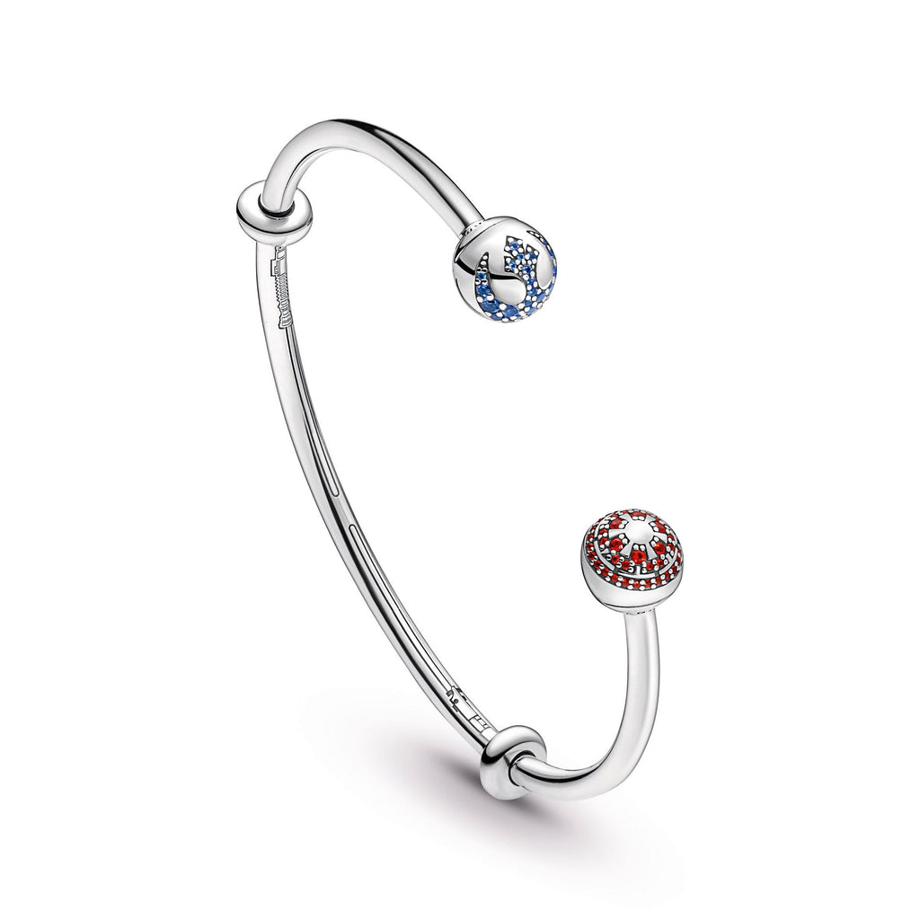 PANDORA Moments Star Wars Light And Dark Side Logo Open Bangle Crystals Bracelets Chain Bracelet Jewelry Gift