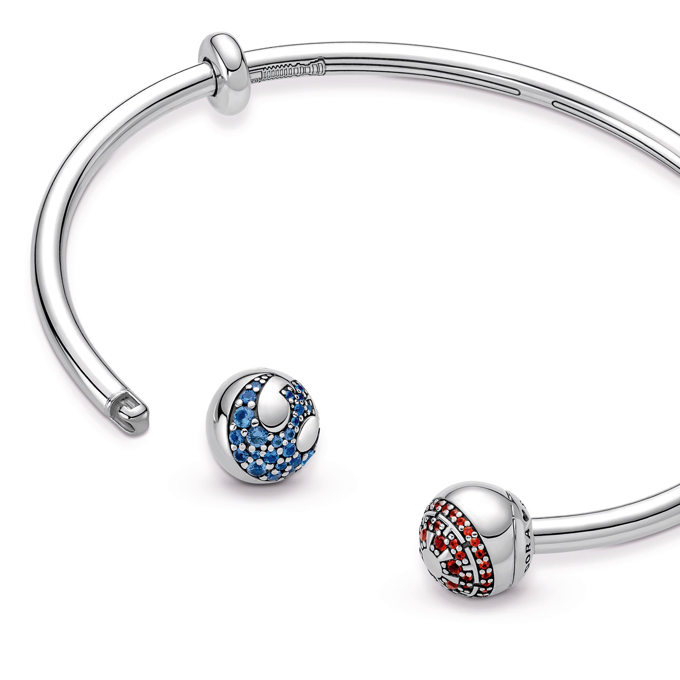PANDORA Moments Star Wars Light And Dark Side Logo Open Bangle Crystals Bracelets Chain Bracelet Jewelry Gift