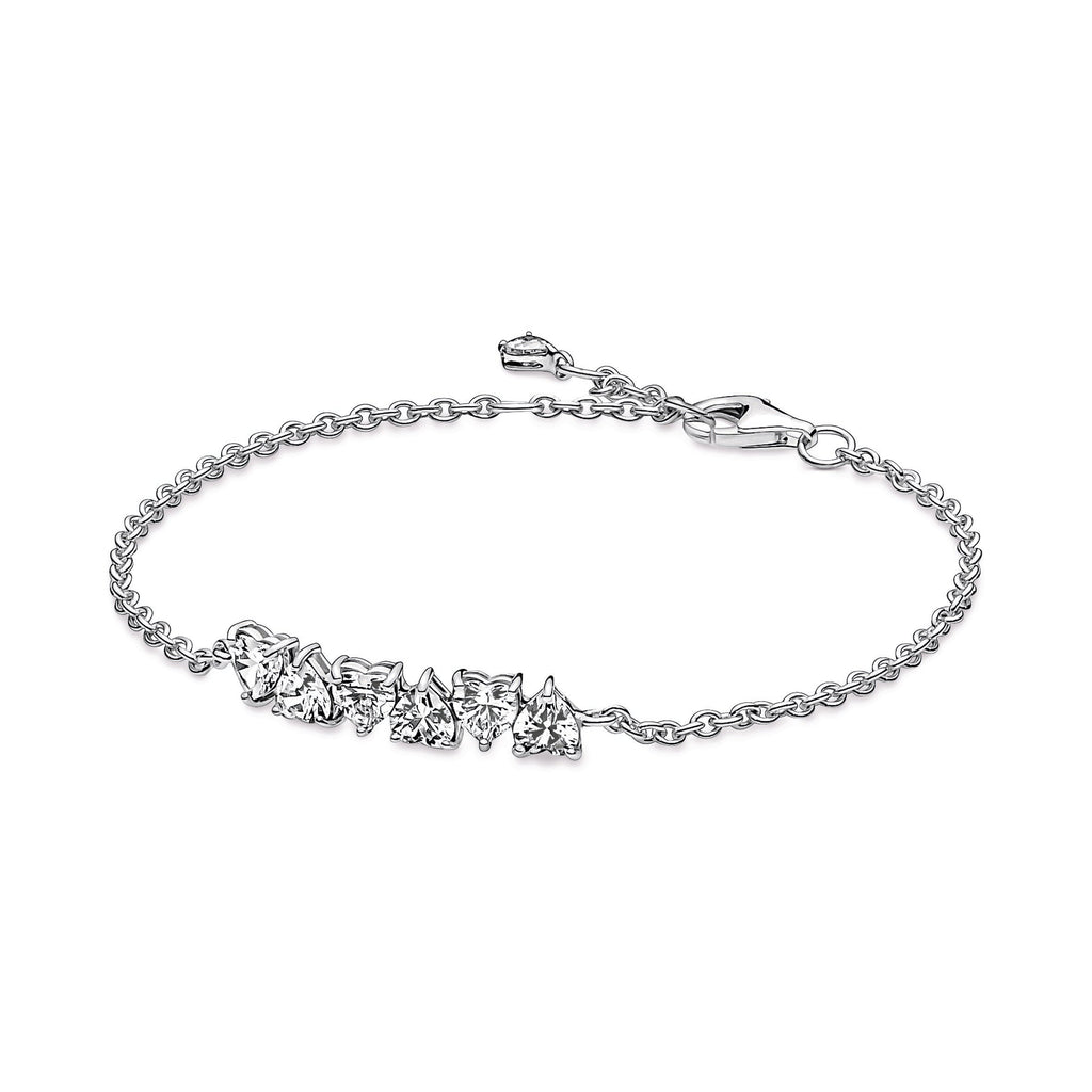 PANDORA Sparkling Endless Hearts Chain Bracelet Cubic Zirconia Bracelets Jewelry Gift