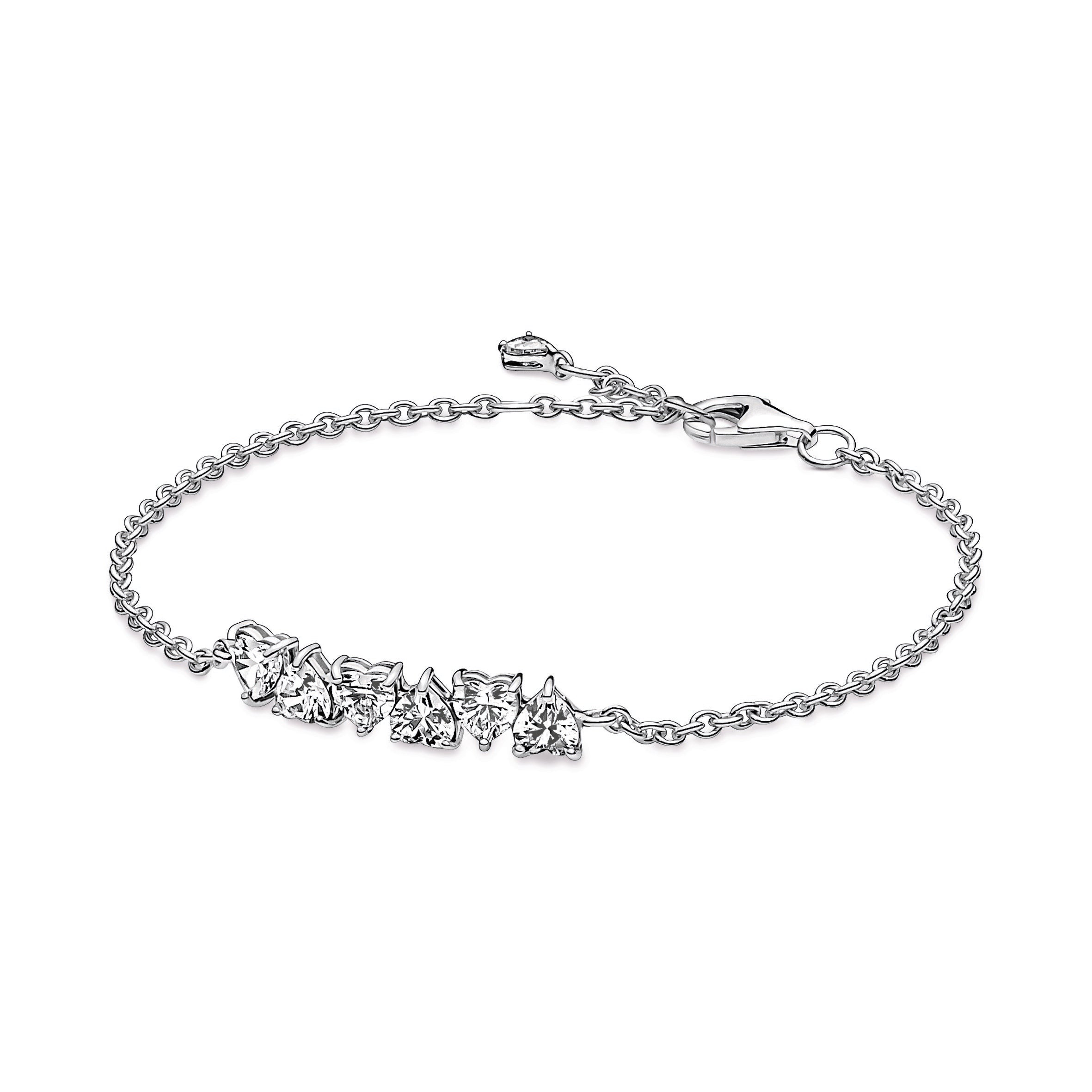 PANDORA Sparkling Endless Hearts Chain Bracelet Cubic Zirconia Bracelets Jewelry Gift