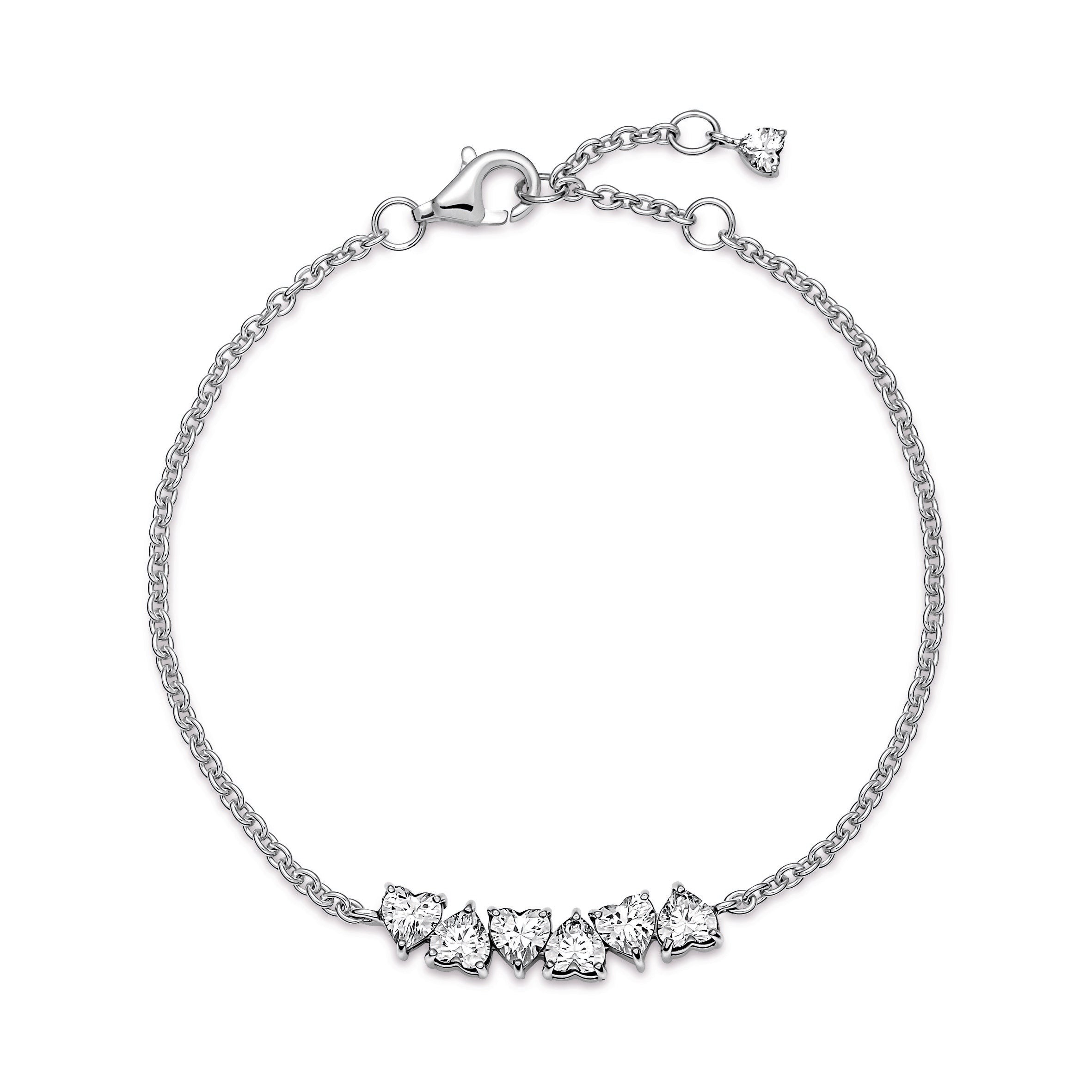 PANDORA Sparkling Endless Hearts Chain Bracelet Cubic Zirconia Bracelets Jewelry Gift