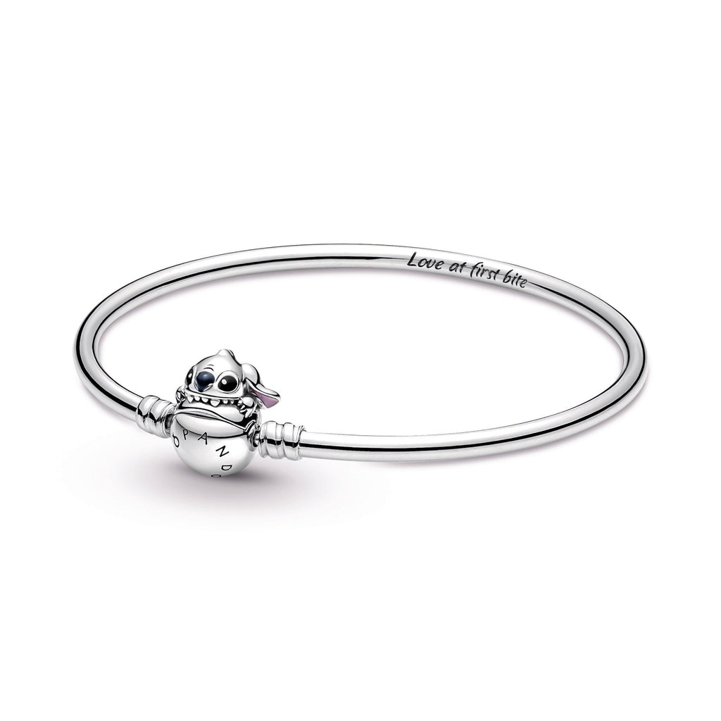 PANDORA Moments Disney Stitch Biting Clasp Bangle Sterling Silver Bracelets Chain Bracelet Jewelry Gift