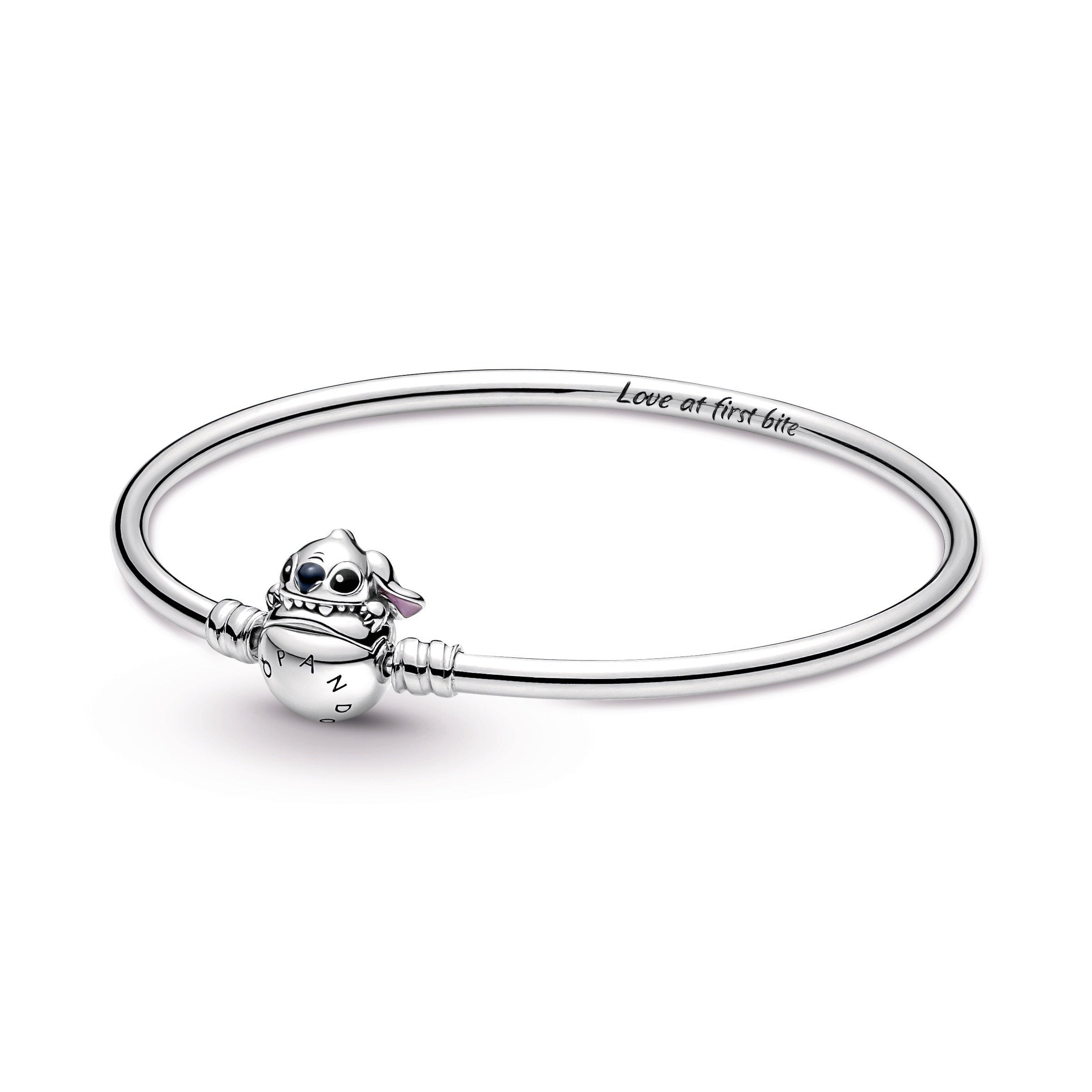 PANDORA Moments Disney Stitch Biting Clasp Bangle Sterling Silver Bracelets Chain Bracelet Jewelry Gift