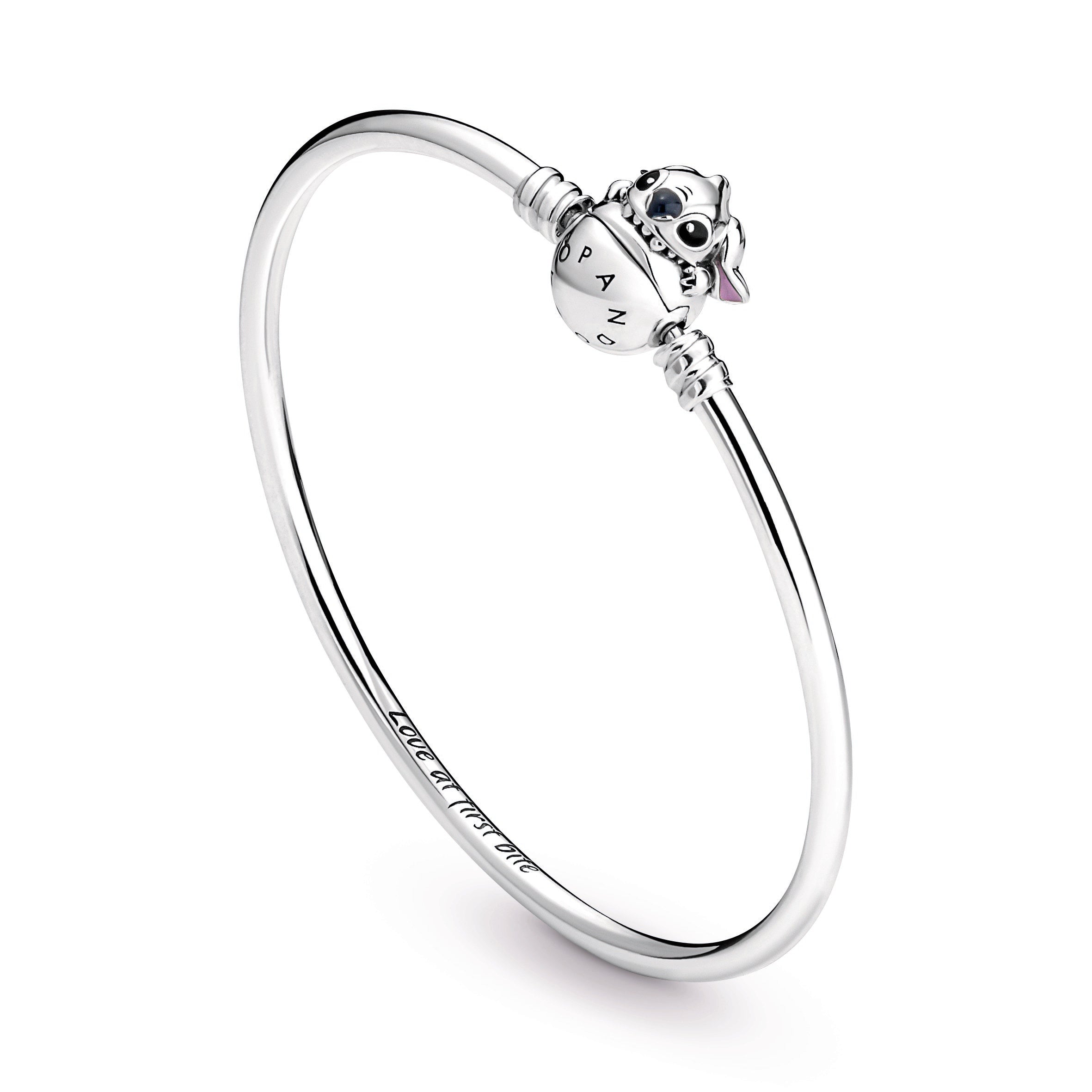 PANDORA Moments Disney Stitch Biting Clasp Bangle Sterling Silver Bracelets Chain Bracelet Jewelry Gift