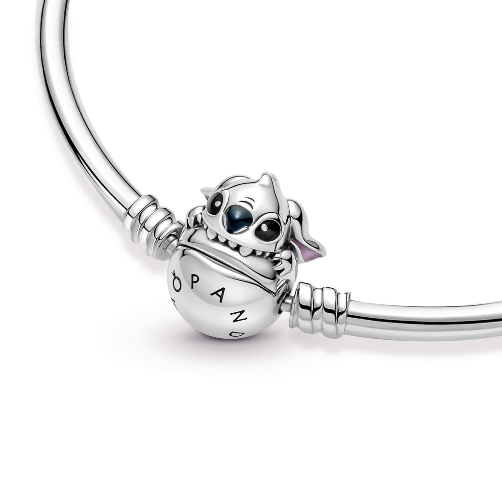 PANDORA Moments Disney Stitch Biting Clasp Bangle Sterling Silver Bracelets Chain Bracelet Jewelry Gift