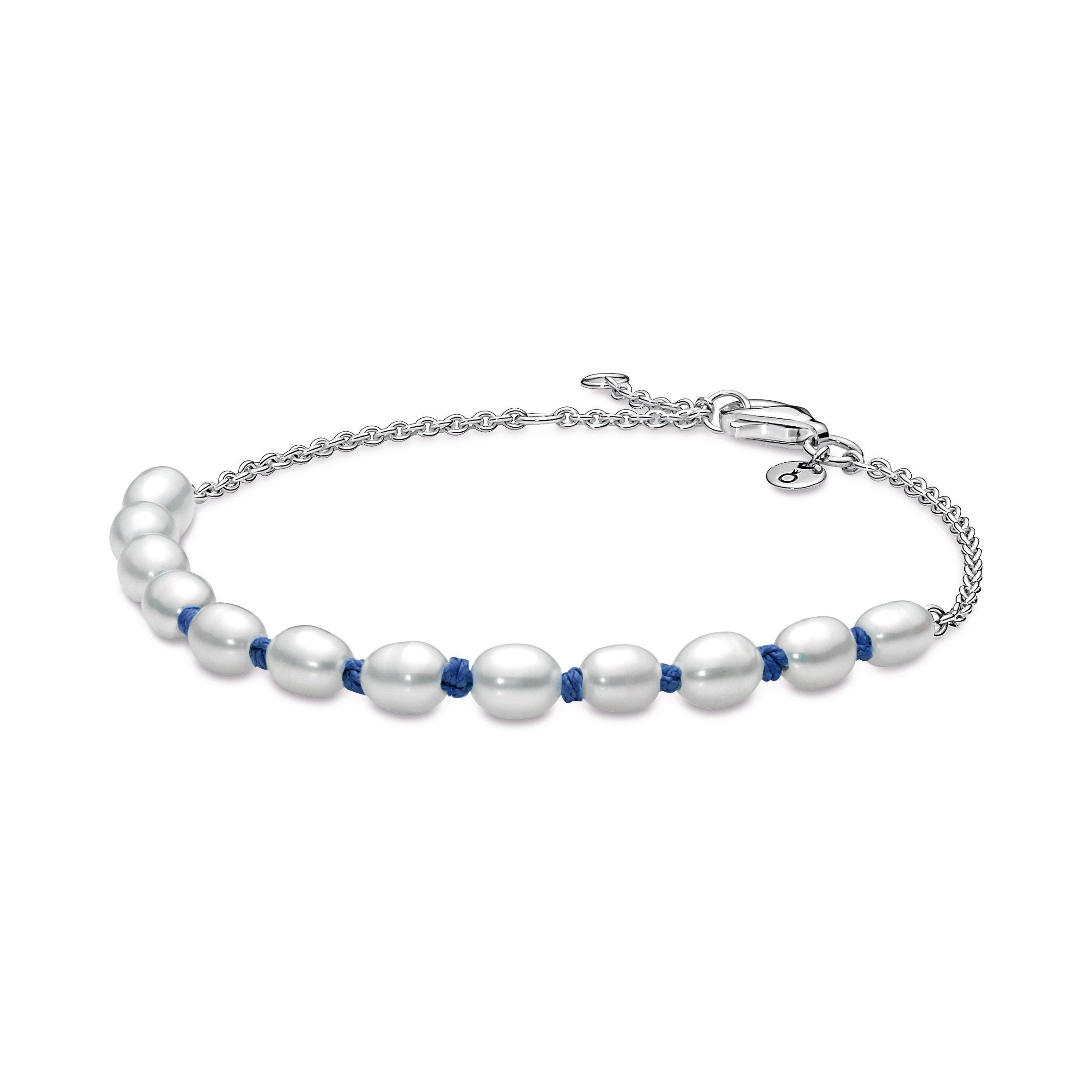 PANDORA Freshwater Cultured Pearl Blue Cord Chain Bracelet Bracelets Jewelry Gift