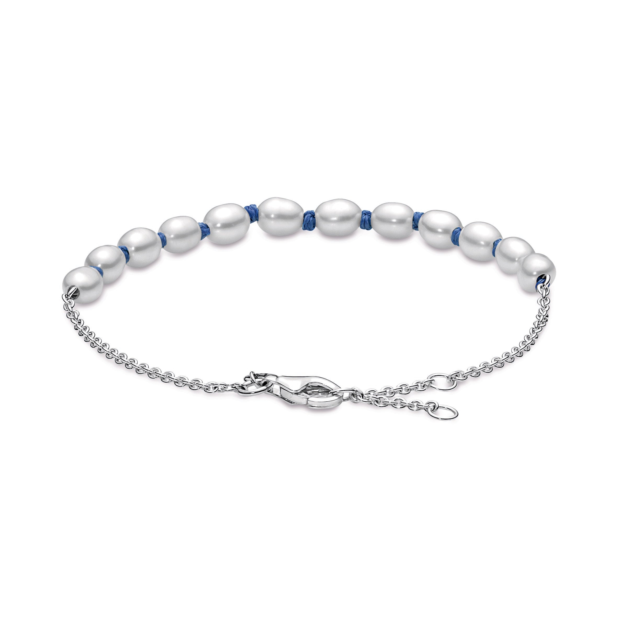 PANDORA Freshwater Cultured Pearl Blue Cord Chain Bracelet Bracelets Jewelry Gift