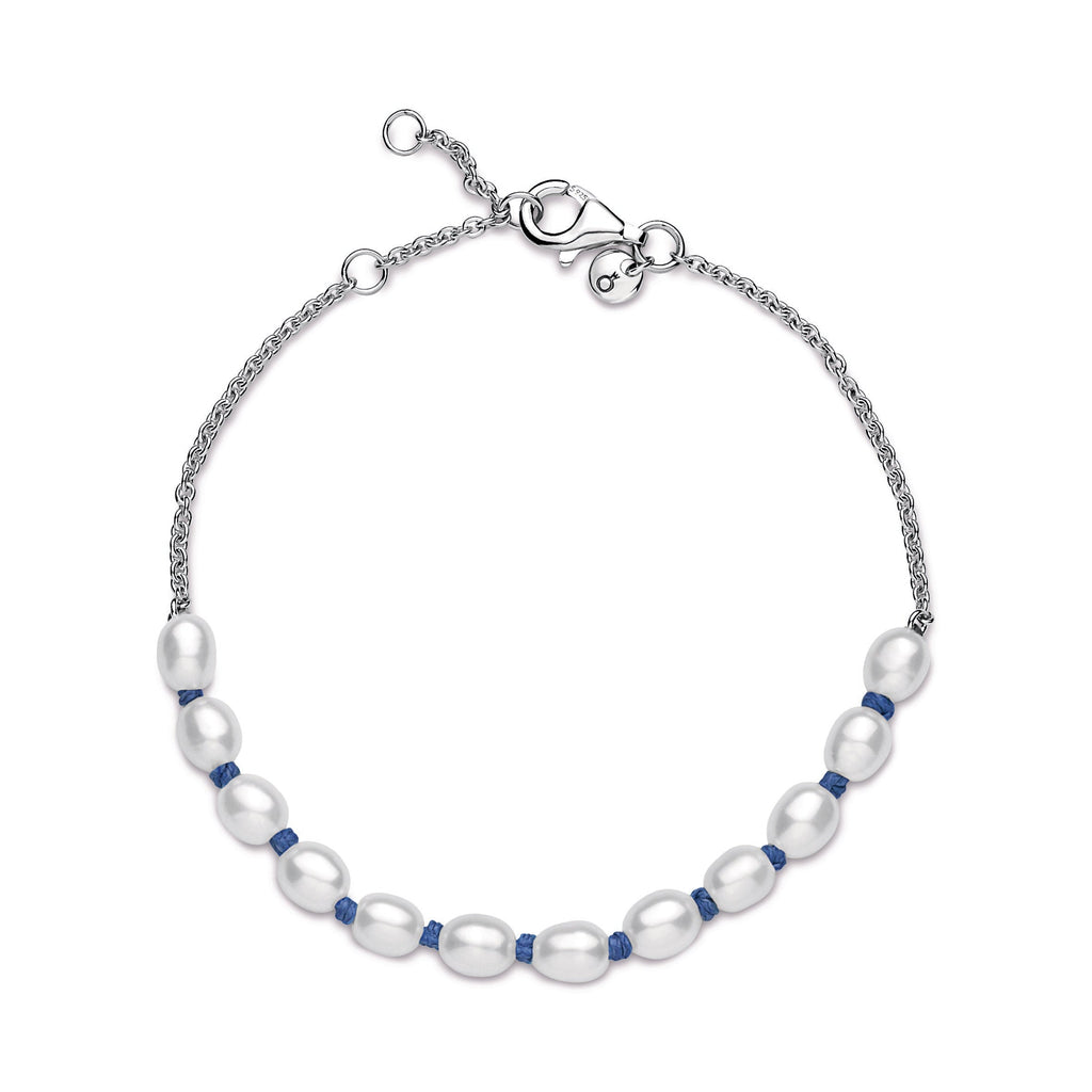 PANDORA Freshwater Cultured Pearl Blue Cord Chain Bracelet Bracelets Jewelry Gift