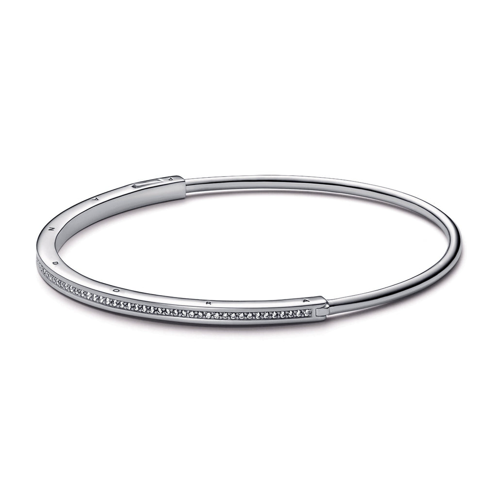 PANDORA Signature I-D Pavé Bangle Sterling Silver Bracelets Chain Bracelet Jewelry Gift