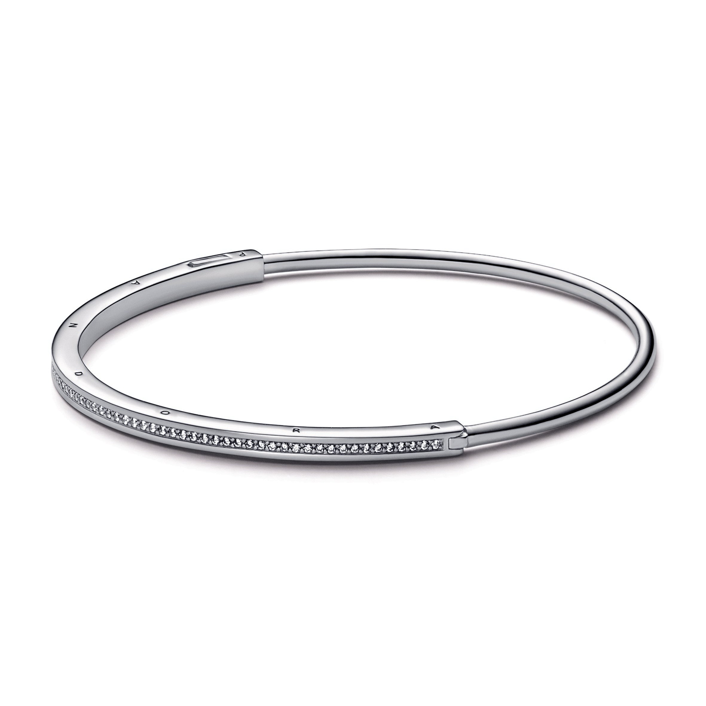 PANDORA Signature I-D Pavé Bangle Sterling Silver Bracelets Chain Bracelet Jewelry Gift