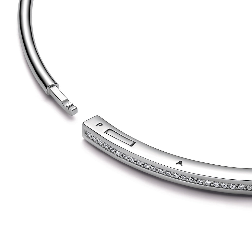 PANDORA Signature I-D Pavé Bangle Sterling Silver Bracelets Chain Bracelet Jewelry Gift