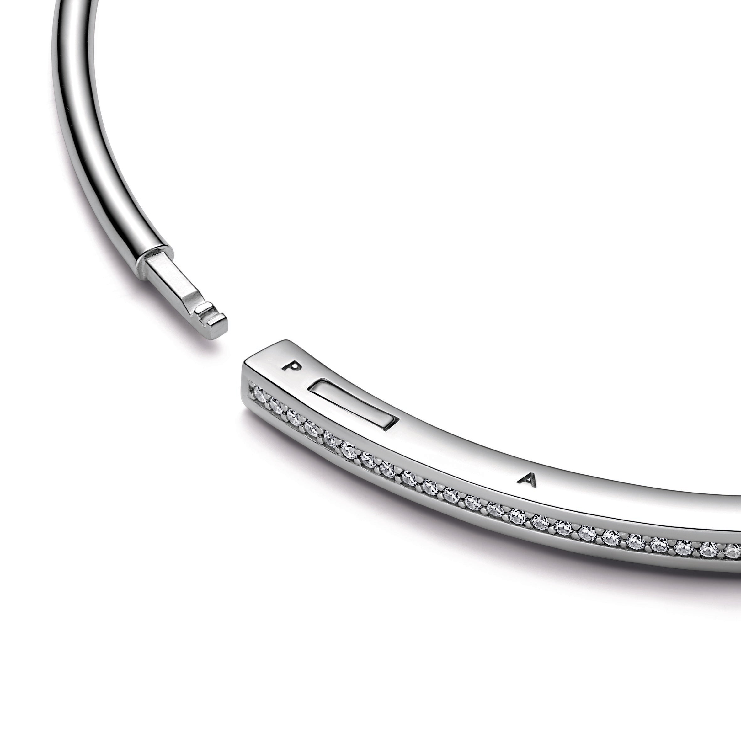 PANDORA Signature I-D Pavé Bangle Sterling Silver Bracelets Chain Bracelet Jewelry Gift