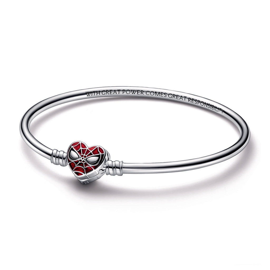 PANDORA Moments Marvel Spider-Man Mask Clasp Bangle Enamel Bracelets Chain Bracelet Jewelry Gift