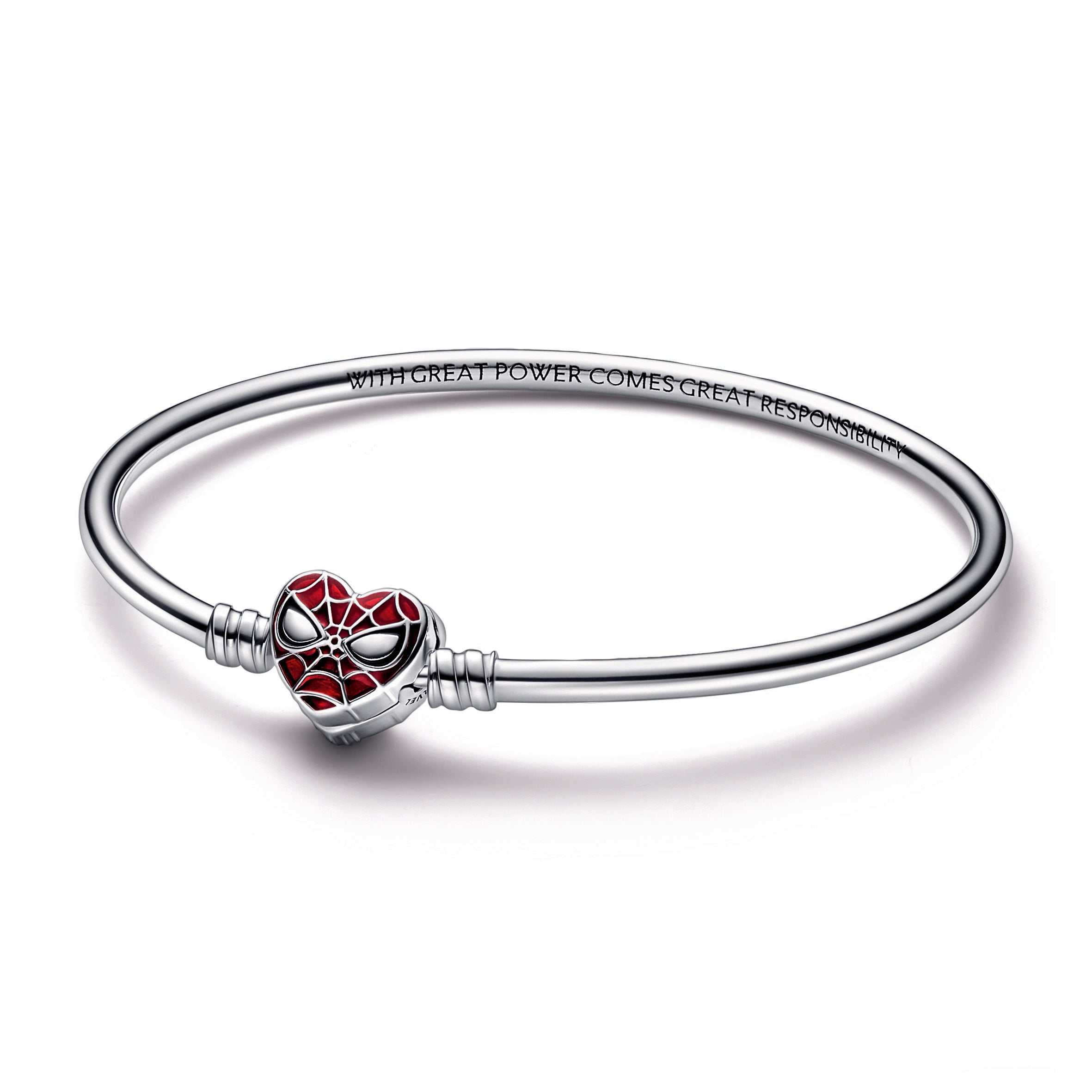 PANDORA Moments Marvel Spider-Man Mask Clasp Bangle Enamel Bracelets Chain Bracelet Jewelry Gift