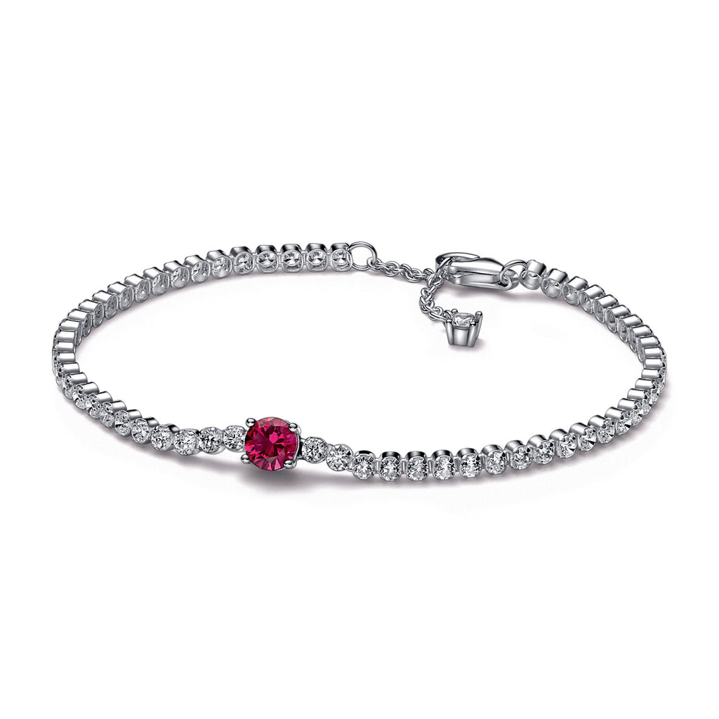 PANDORA Red Sparkling Round Pavé Tennis Bracelet Crystals Weddings Bracelets Chain Bracelet Jewelry Gift
