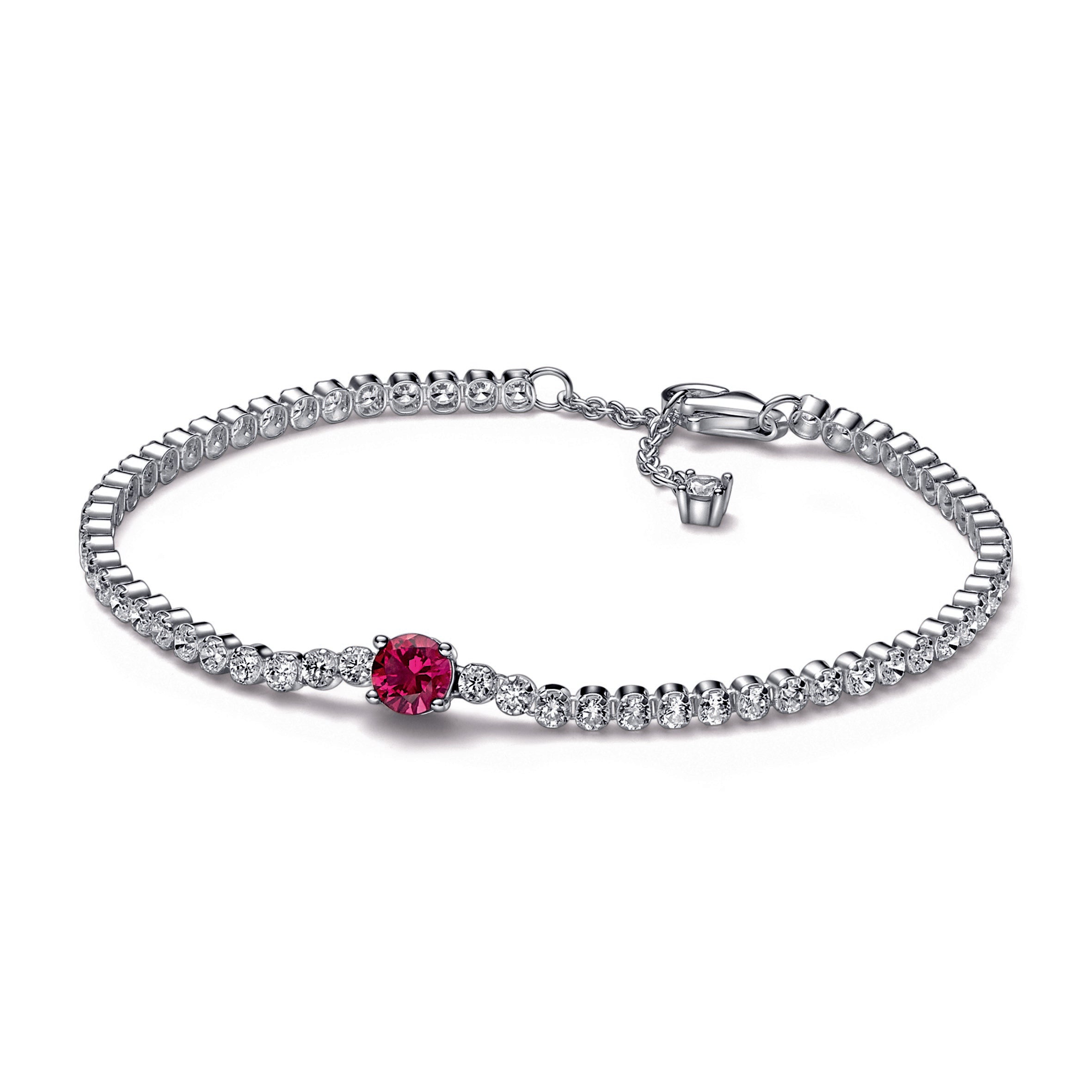 PANDORA Red Sparkling Round Pavé Tennis Bracelet Crystals Weddings Bracelets Chain Bracelet Jewelry Gift